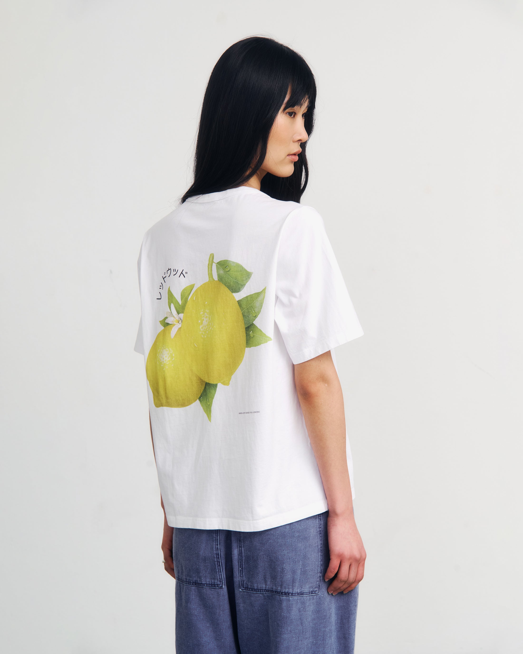 Lemon Print T-Shirt Organic Cotton - White