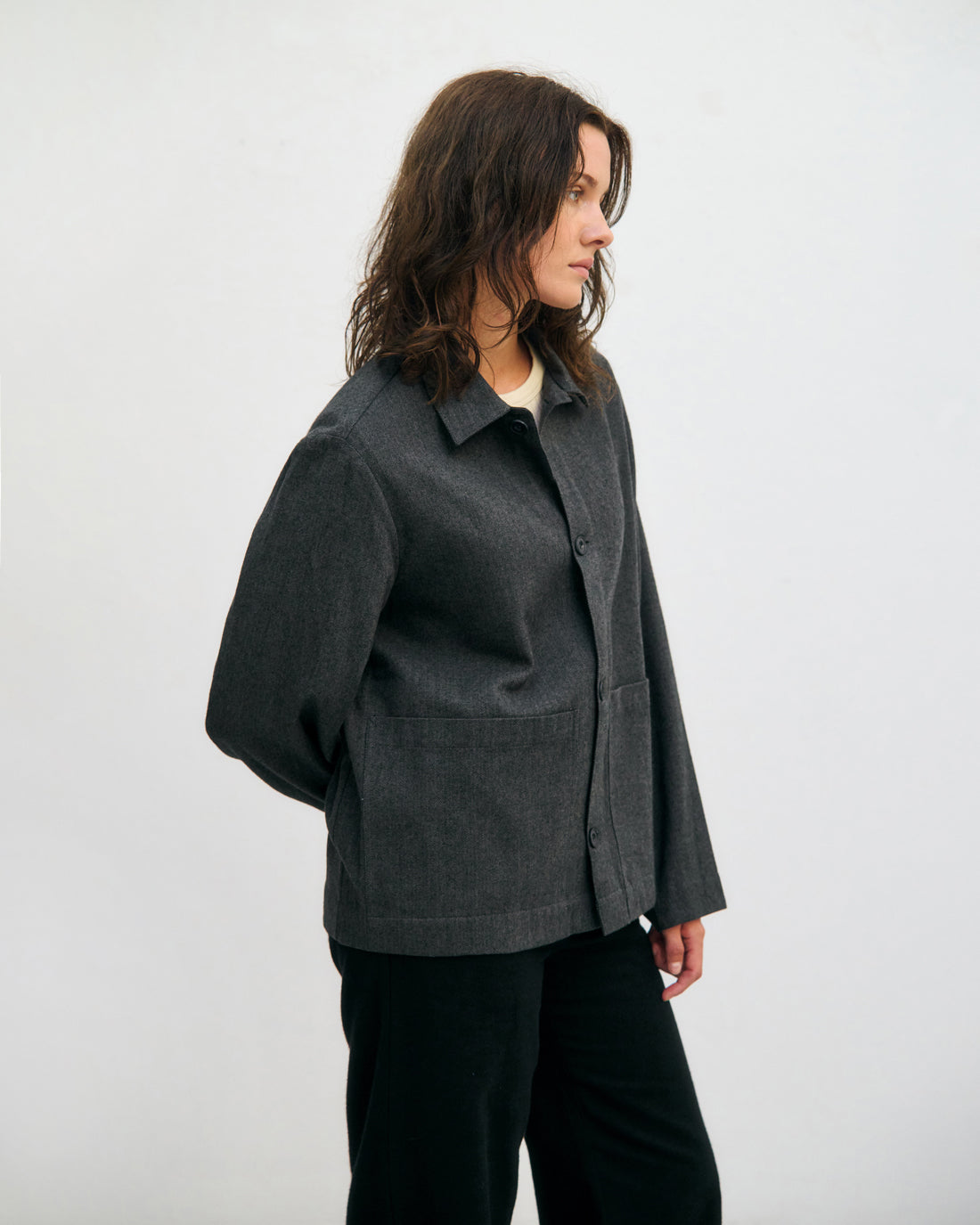 Lightweight jacket made from organic cotton - Herringbone Grey