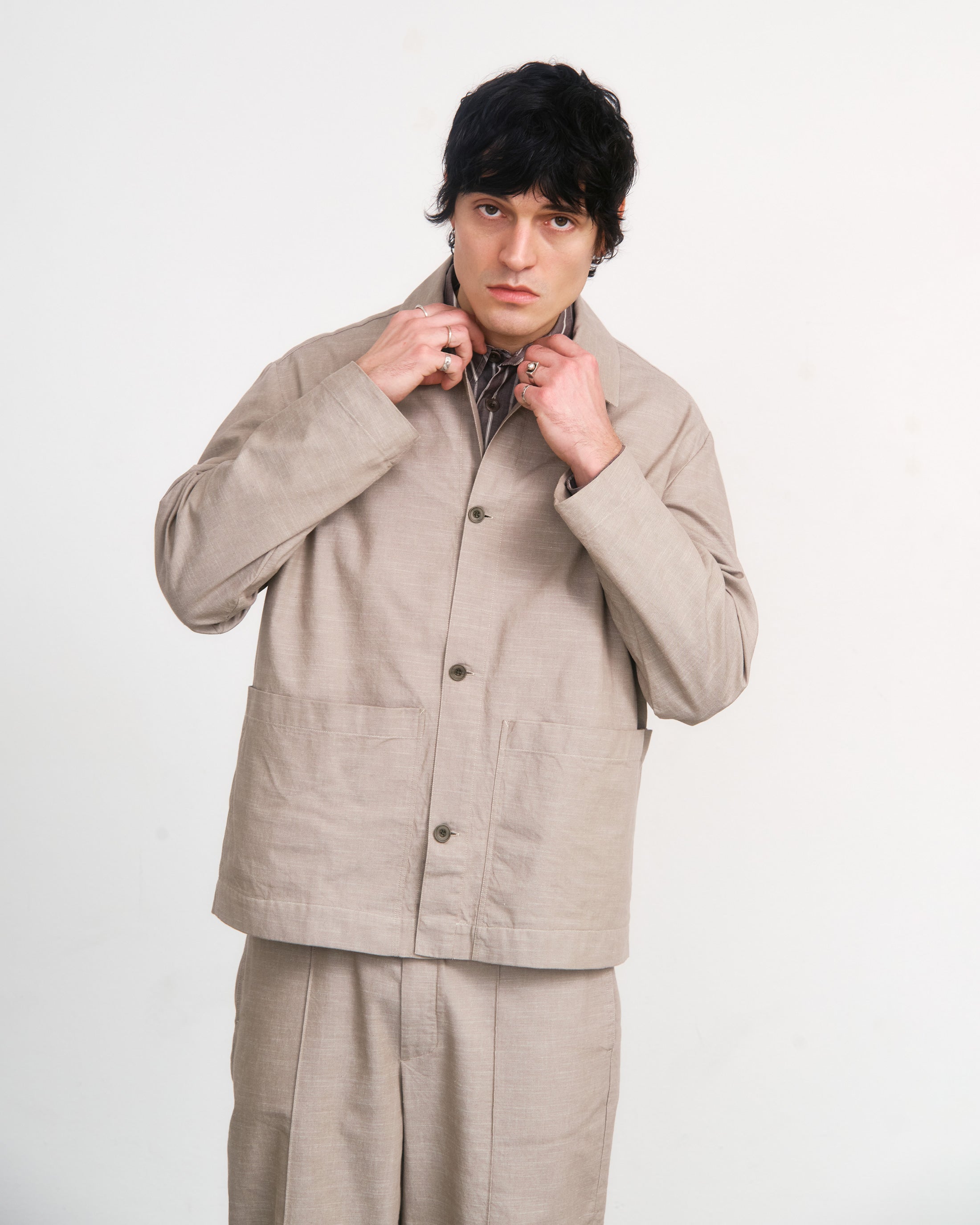 Light Overjacket Organic Cotton - Gray Brown