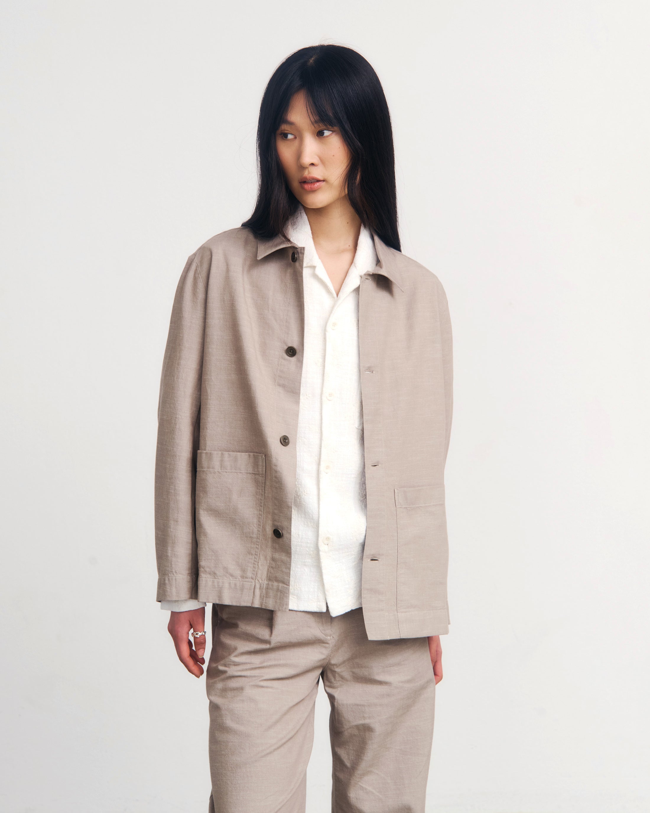 Light Overjacket Organic Cotton - Gray Brown