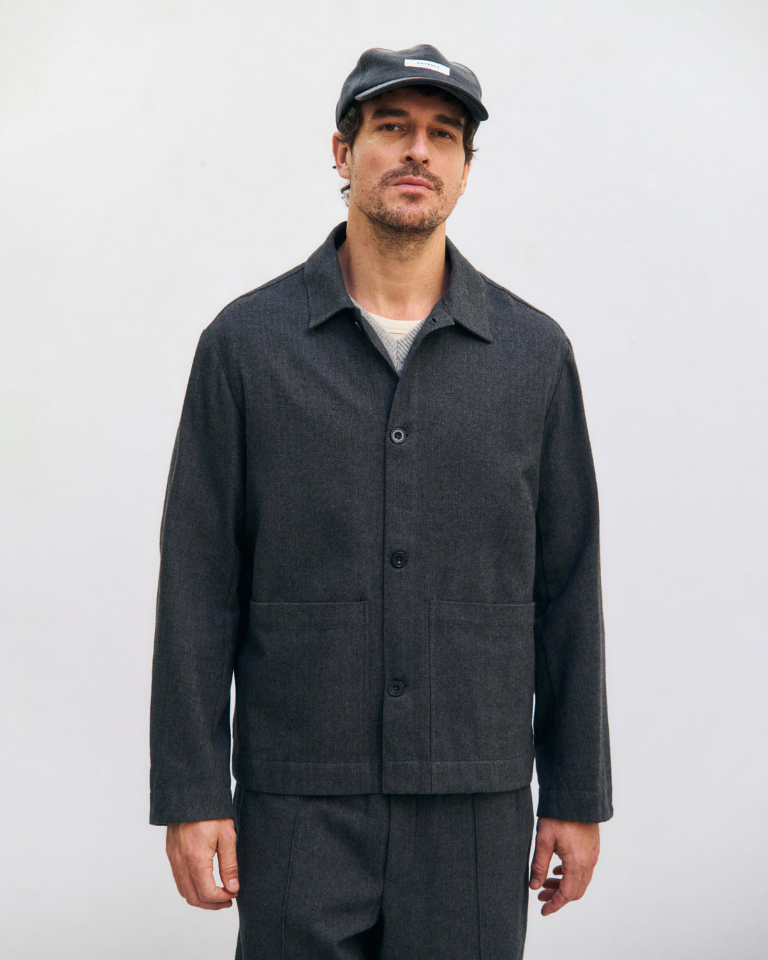 Lightweight jacket made from organic cotton - Herringbone Grey