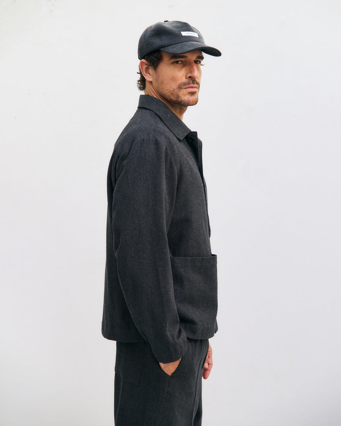 Lightweight jacket made from organic cotton - Herringbone Grey