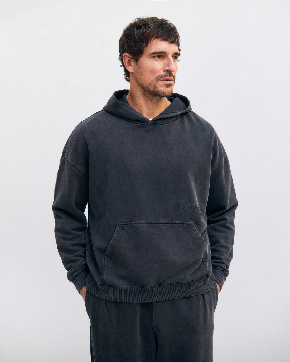 Logo Hoodie Organic Cotton - Washed Black