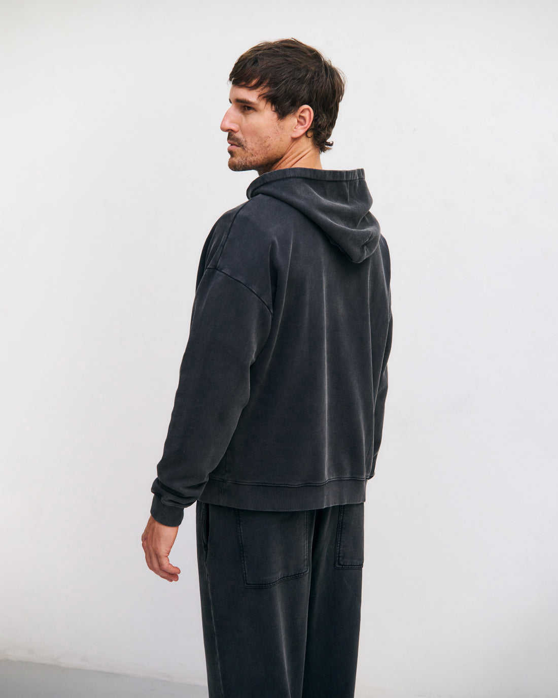 Logo Hoodie Organic Cotton - Washed Black