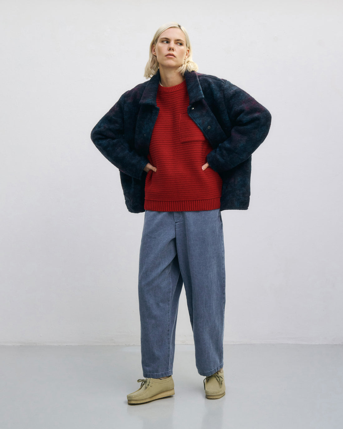 Ribbed knit sweater organic cotton - Red