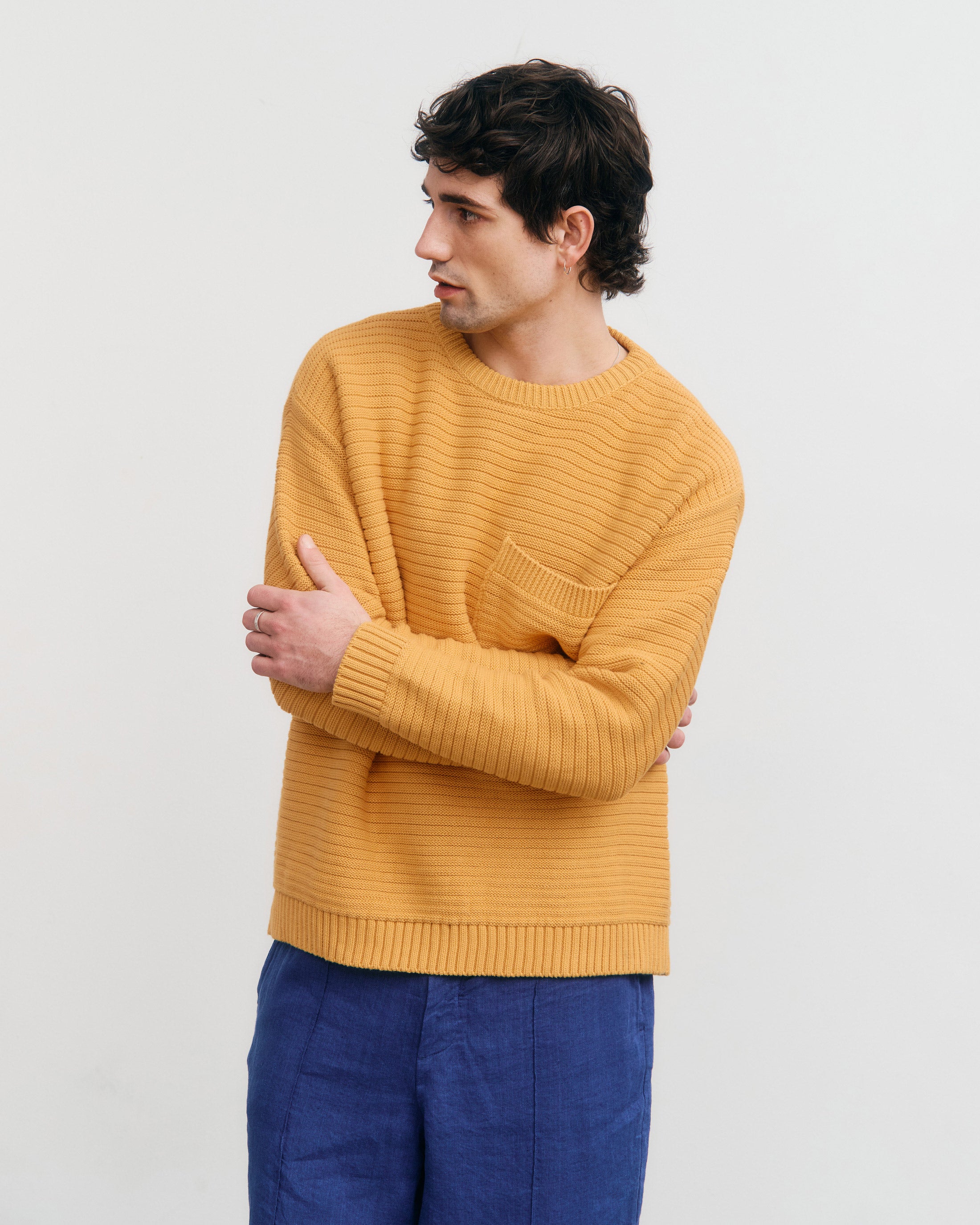 Ribbed Organic Cotton Jumper - Yellow
