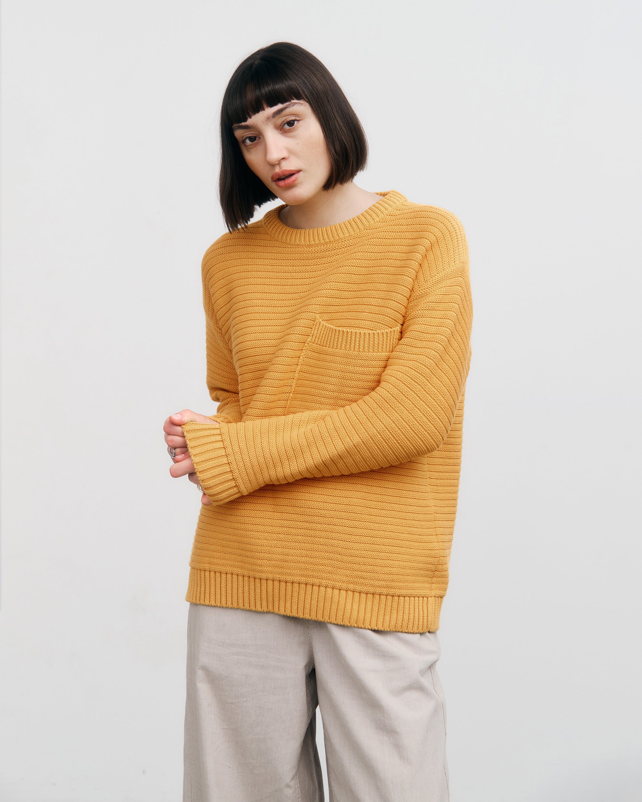 Ribbed Organic Cotton Jumper - Yellow