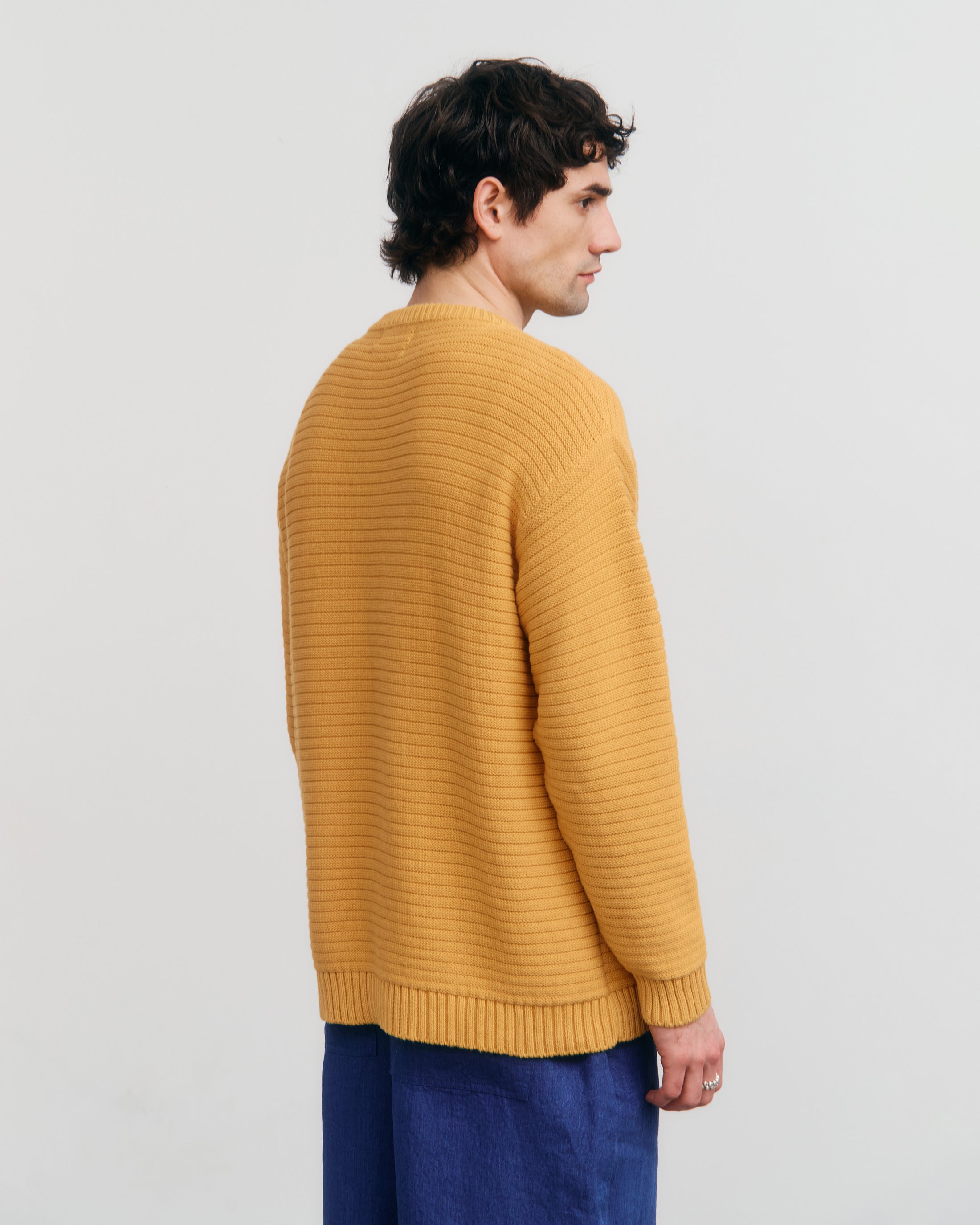 Ribbed Organic Cotton Jumper - Yellow
