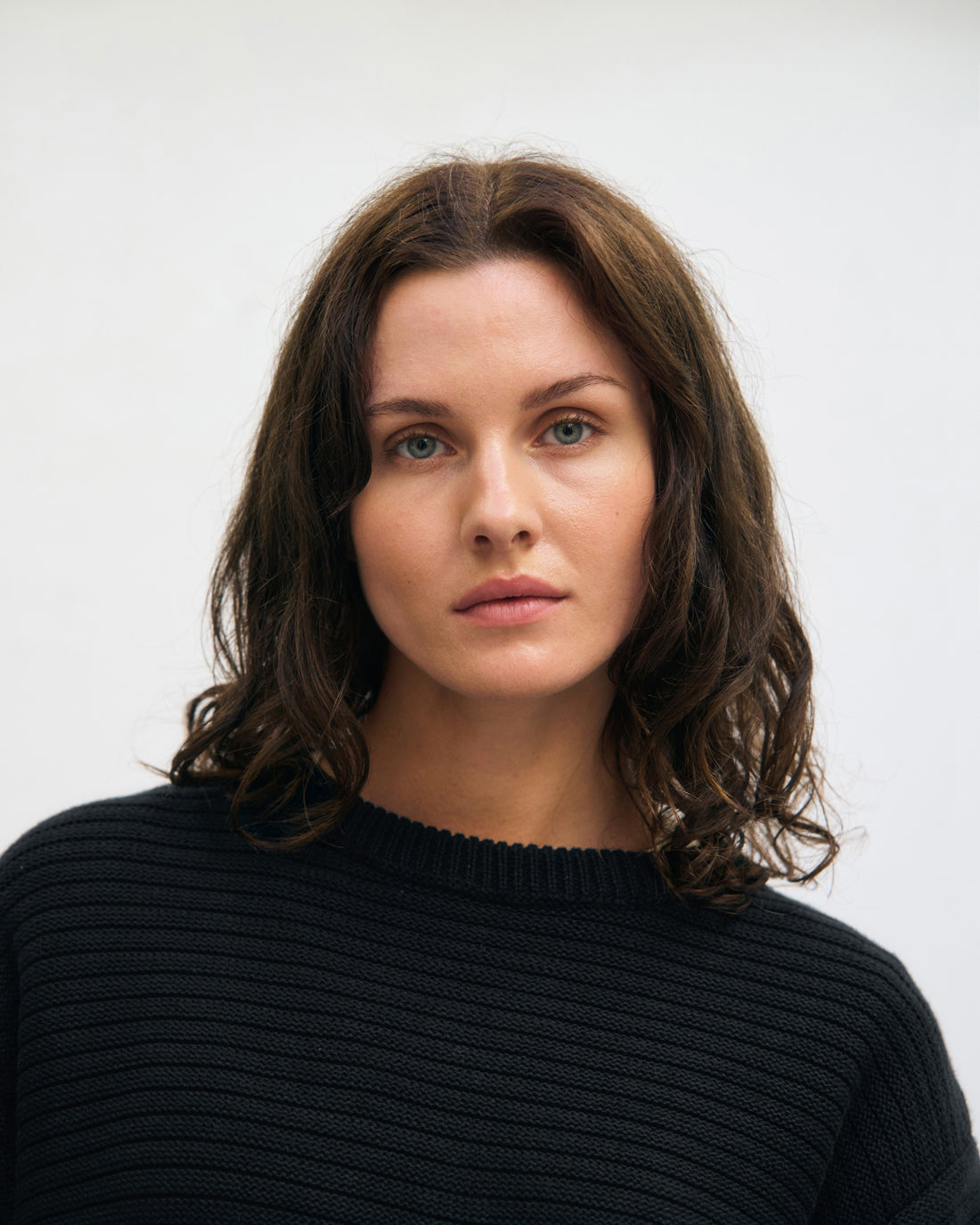 Ribbed knit sweater organic cotton - Black