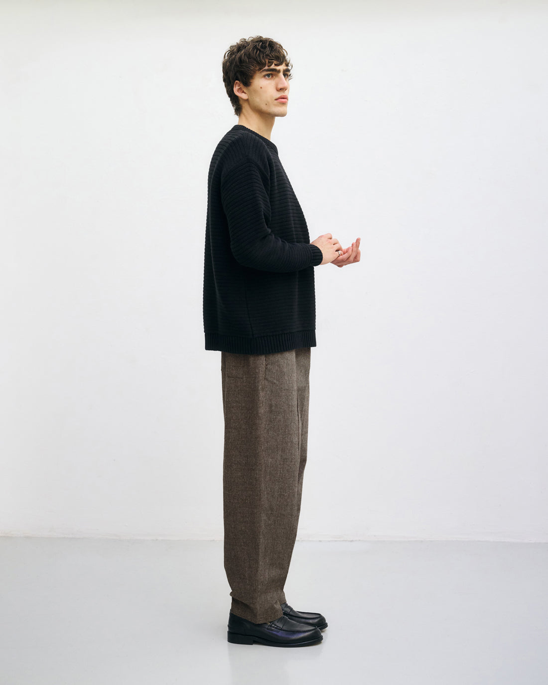 Ribbed knit sweater organic cotton - Black