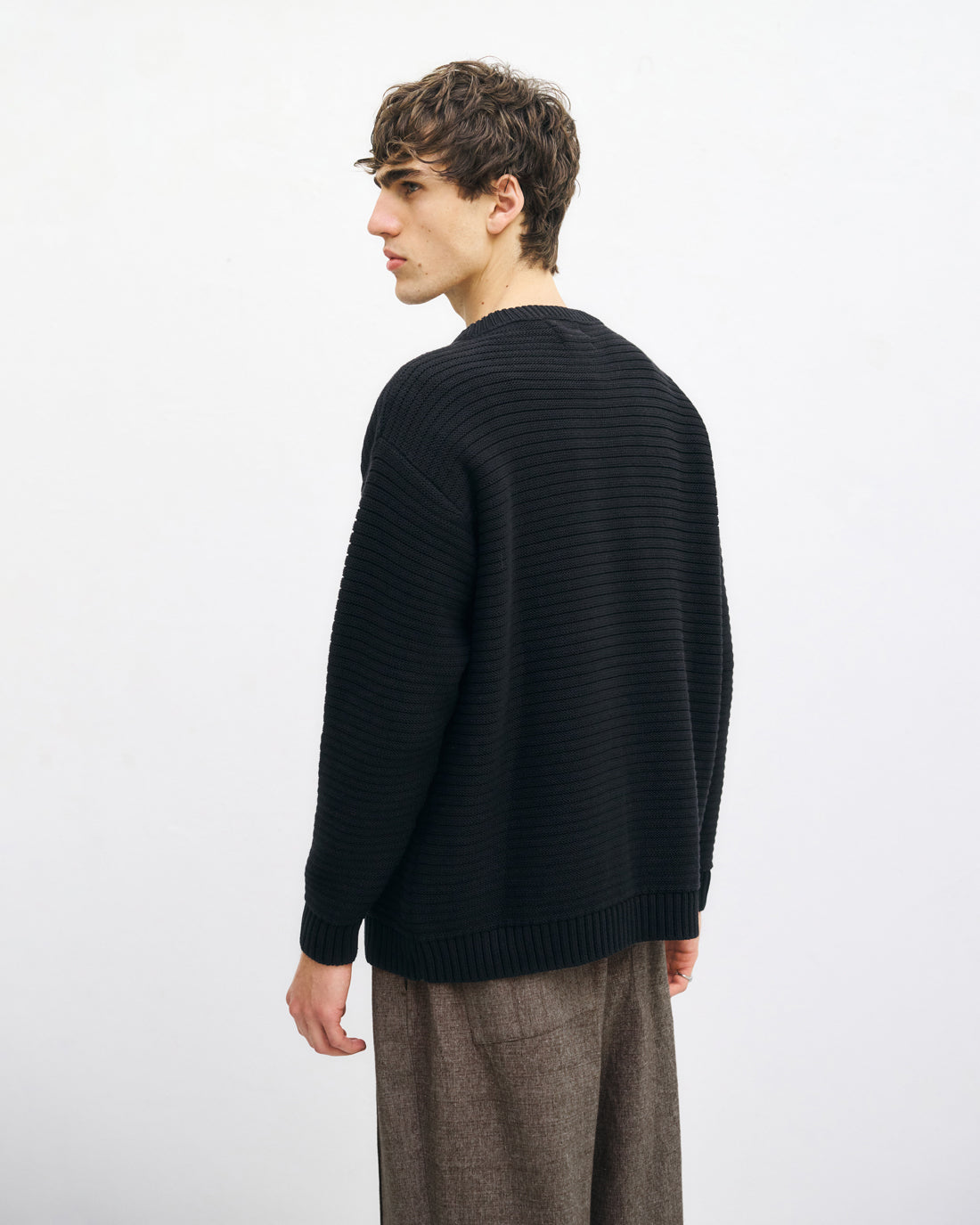 Ribbed knit sweater organic cotton - Black