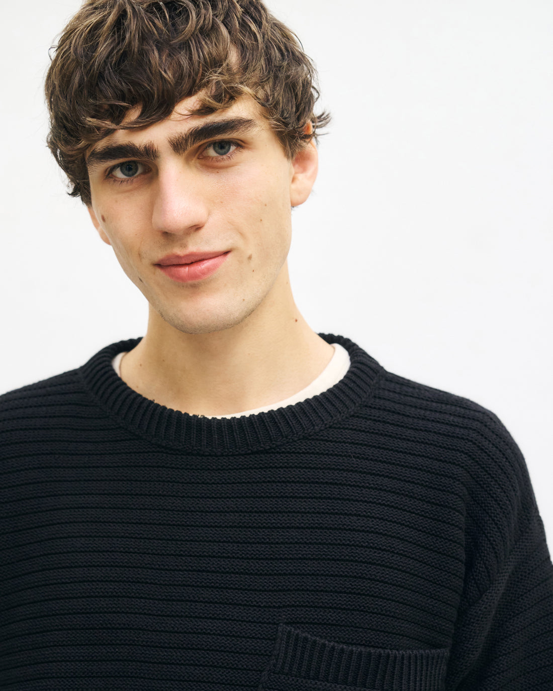 Ribbed knit sweater organic cotton - Black