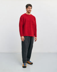 Gerippter Strickpullover Bio Baumwolle - Rot