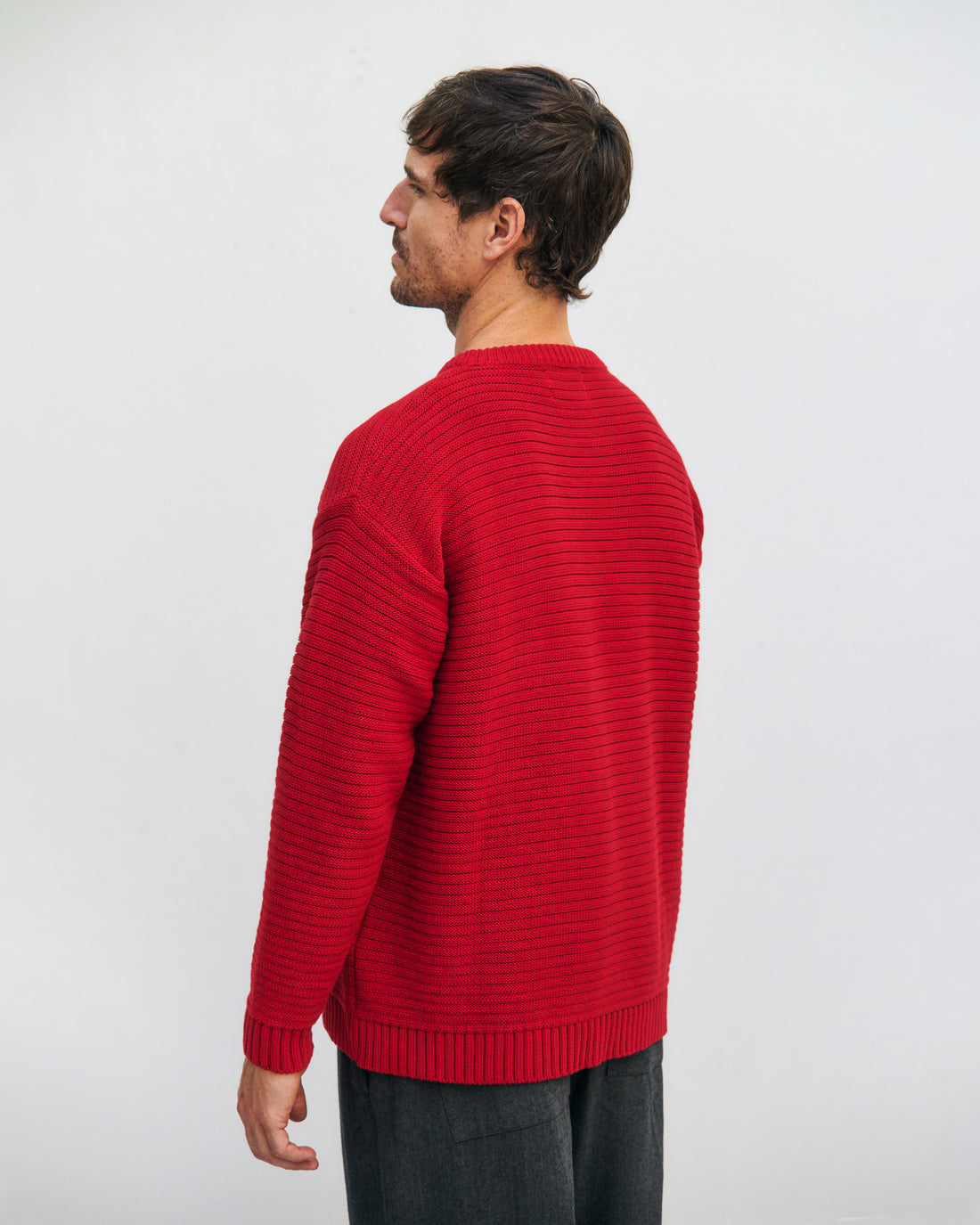 Ribbed knit sweater organic cotton - Red