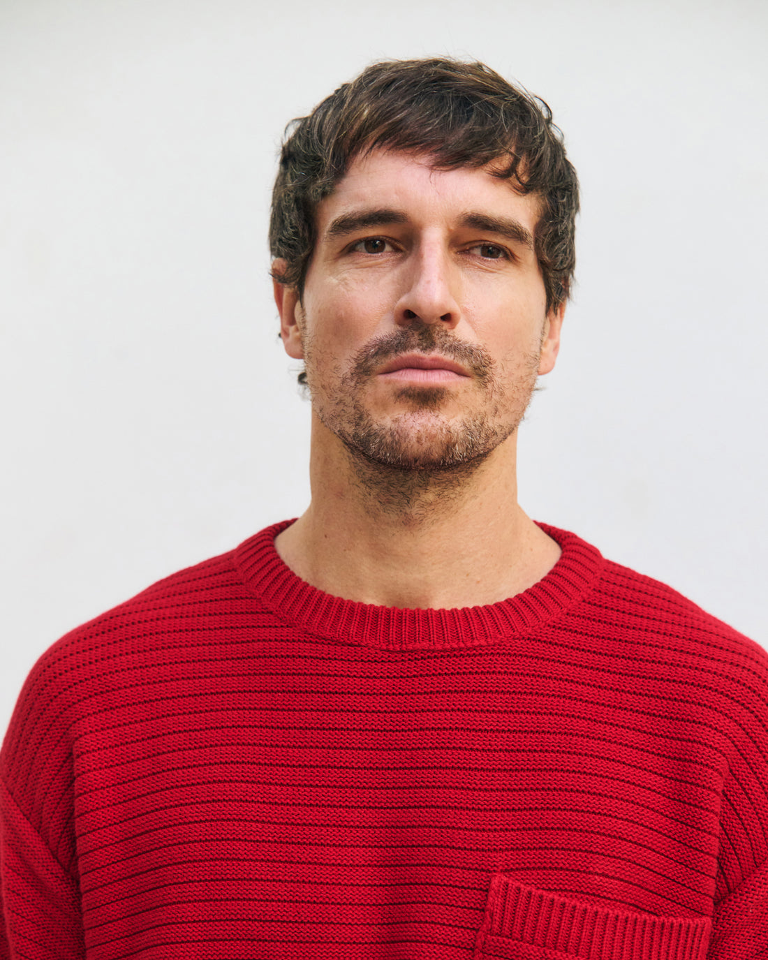 Ribbed knit sweater organic cotton - Red