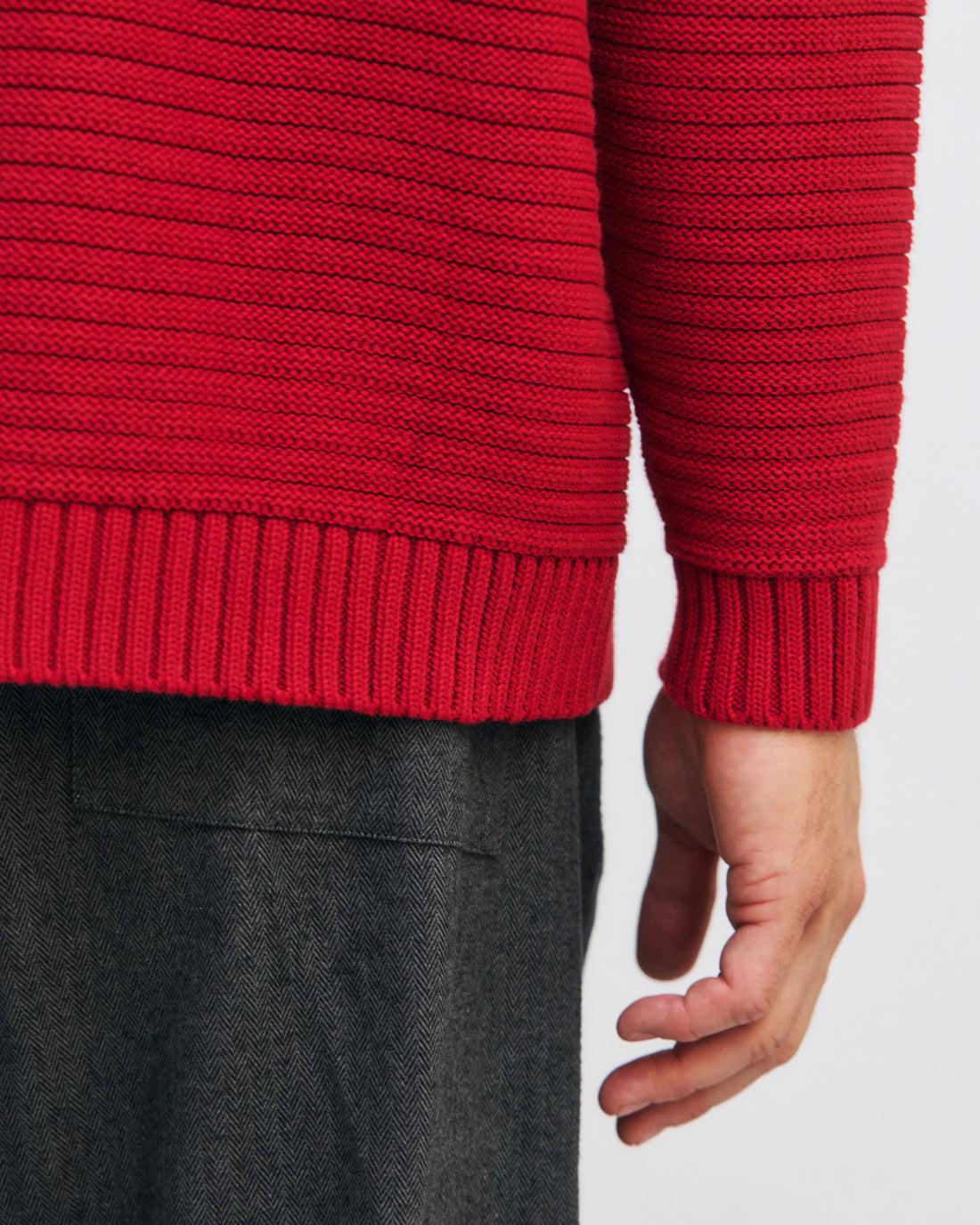 Ribbed knit sweater organic cotton - Red
