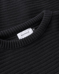 Gerippter Strickpullover Bio Baumwolle - Schwarz