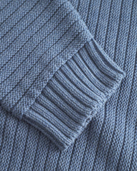 Gerippter Strickpullover Bio Baumwolle - Blau