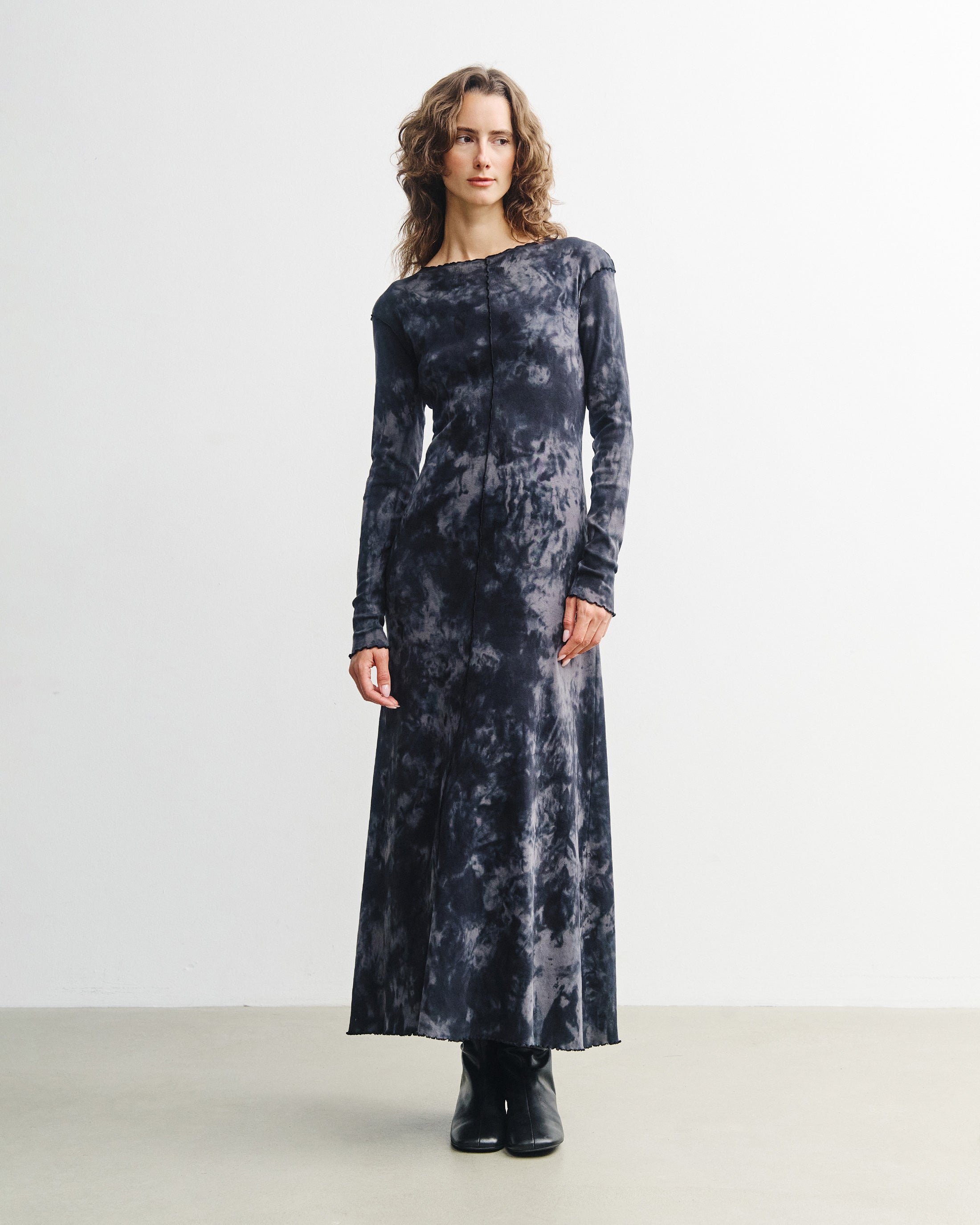 Pin-Tucked Organic Cotton Dress - Batik Black