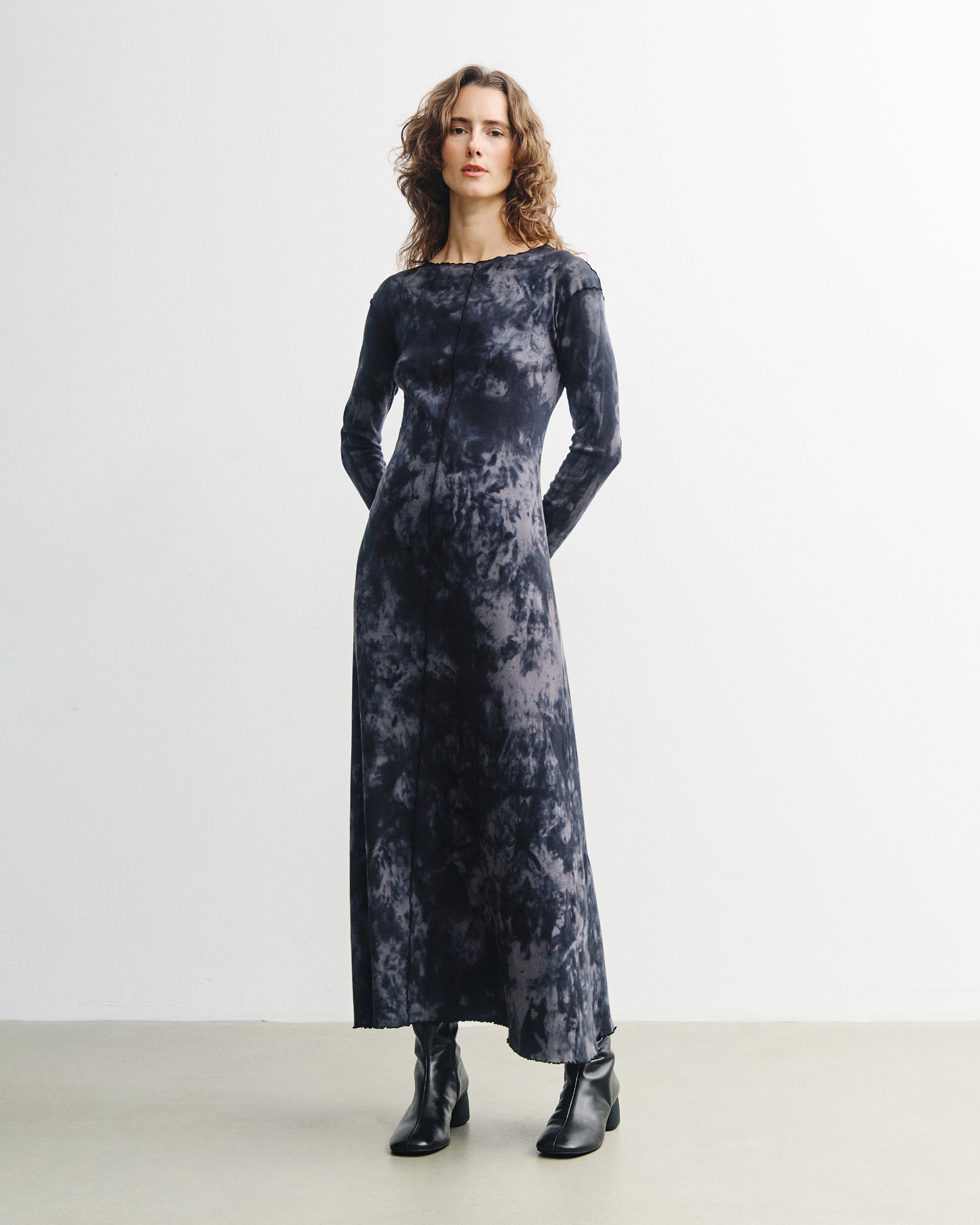 Pin-Tucked Organic Cotton Dress - Batik Black