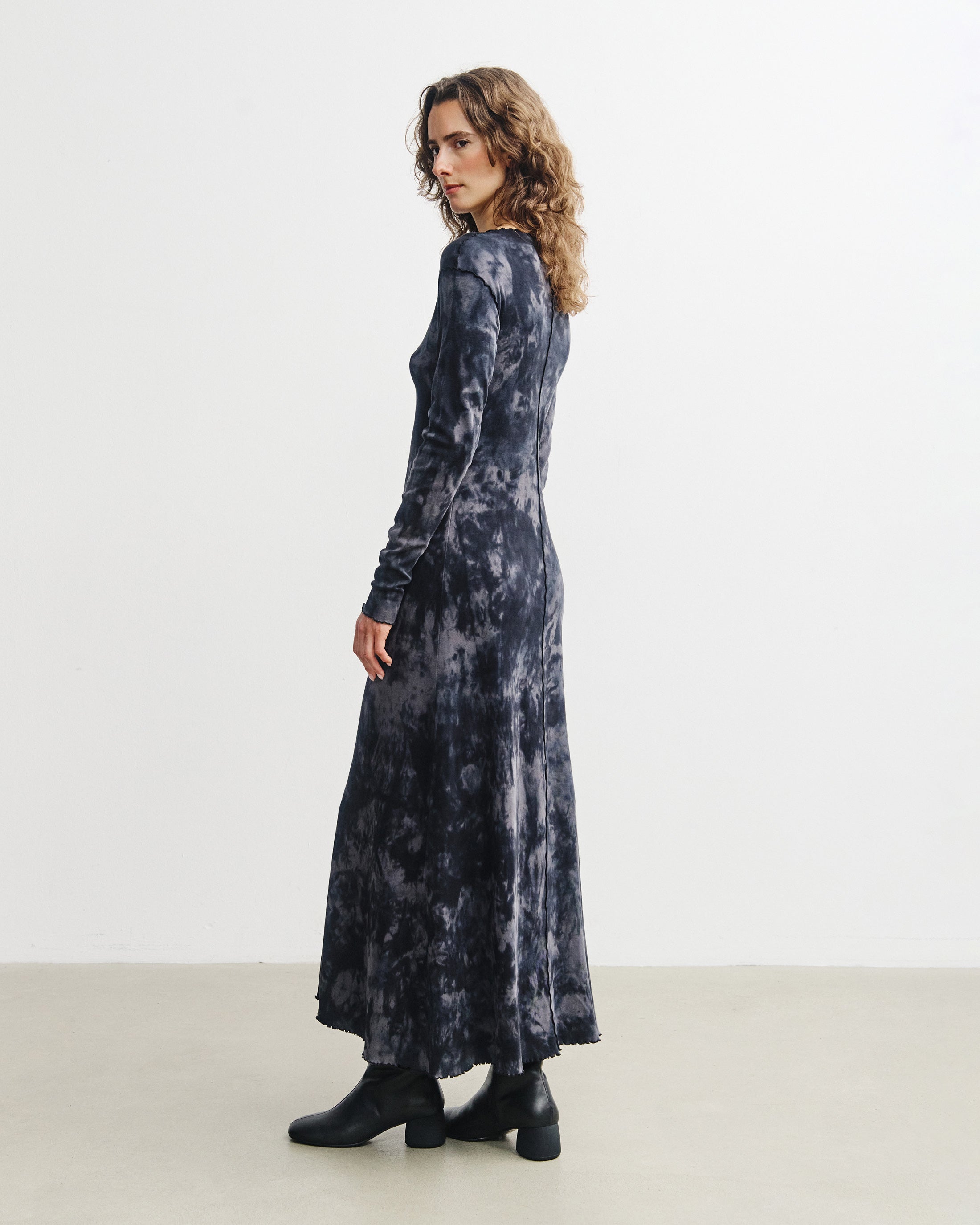 Pin-Tucked Organic Cotton Dress - Batik Black