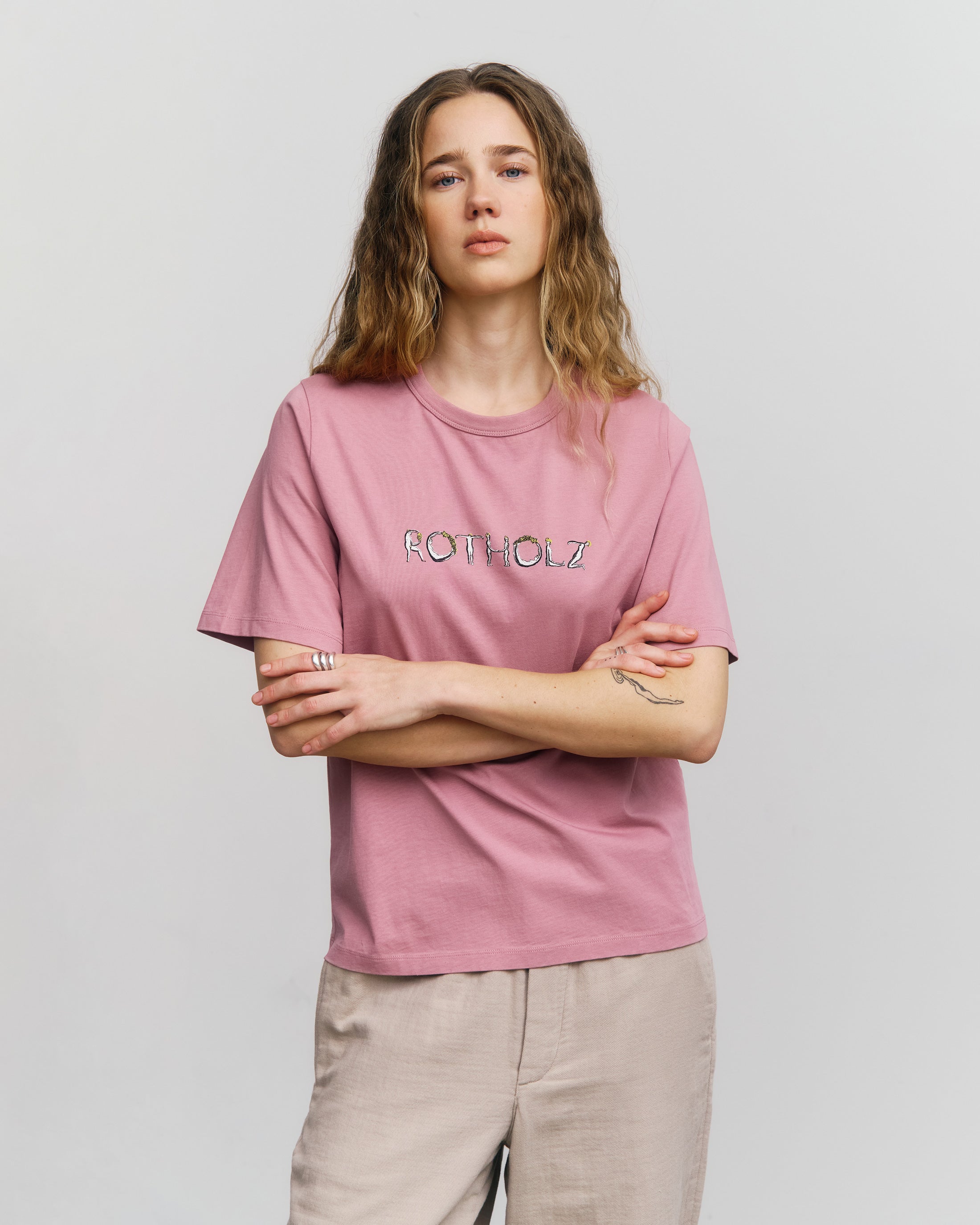 T-Shirt mit Logo Print - Pink