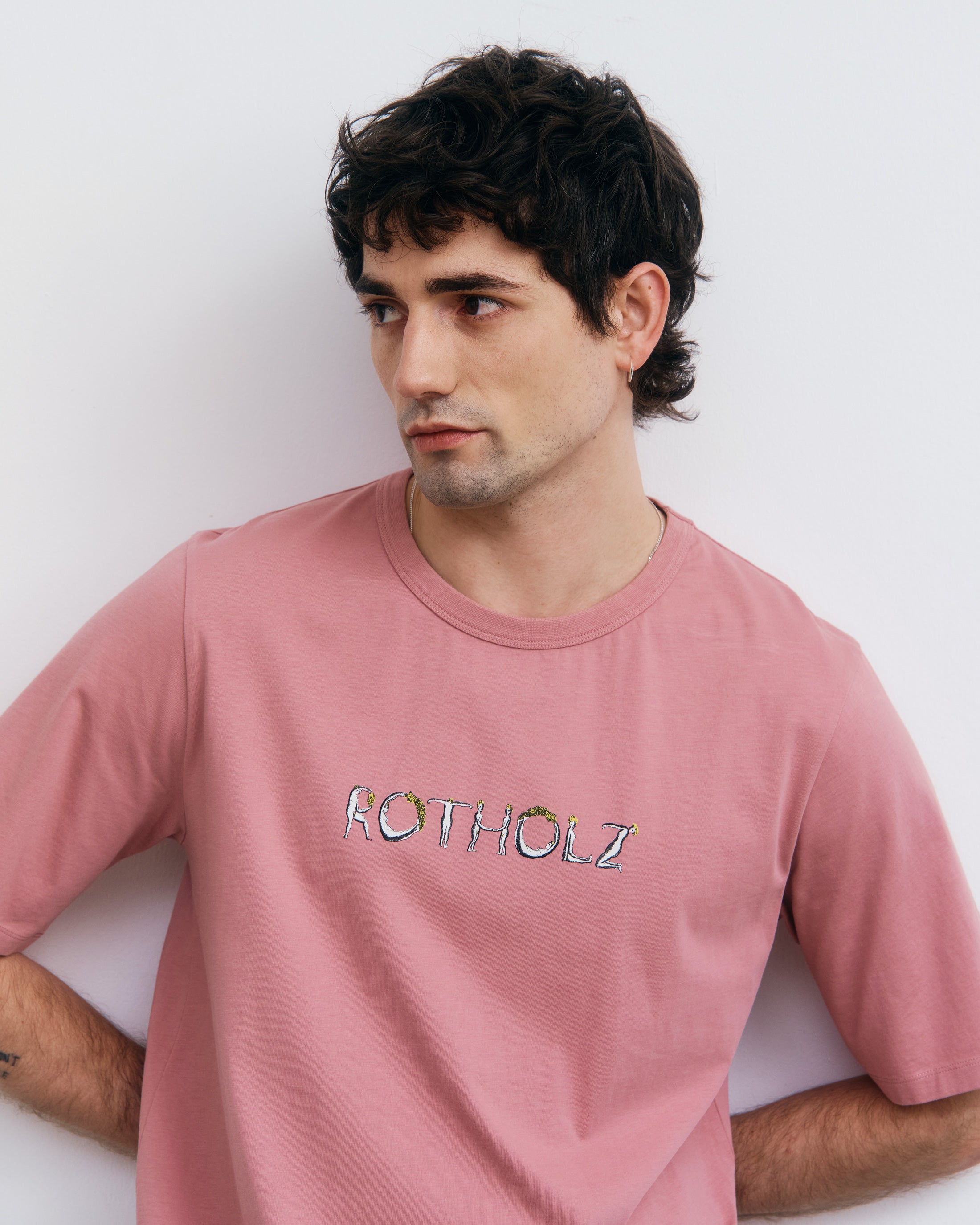 T-Shirt with Logo Print - Pink