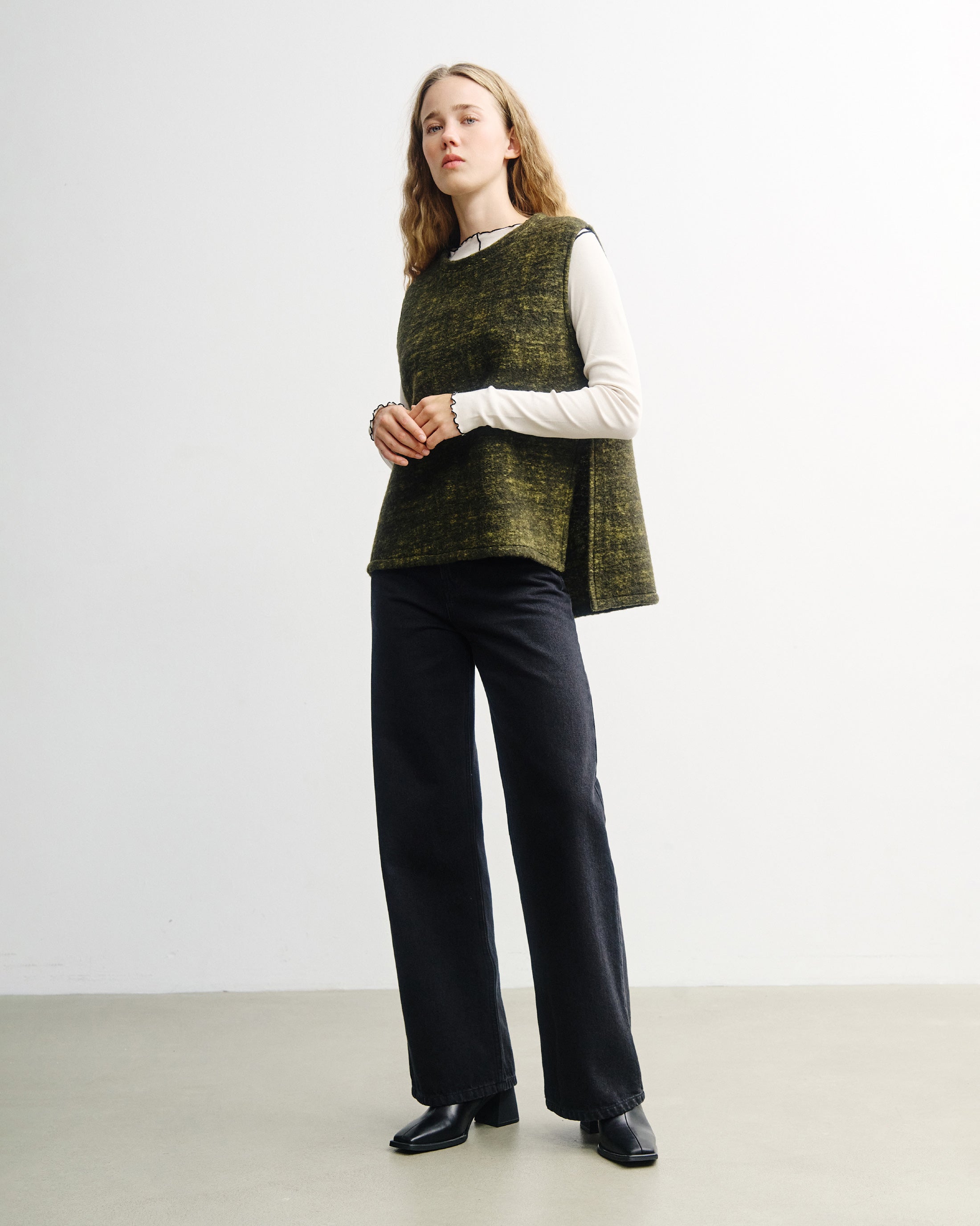 Oversized Vest - Speckled Green FW26