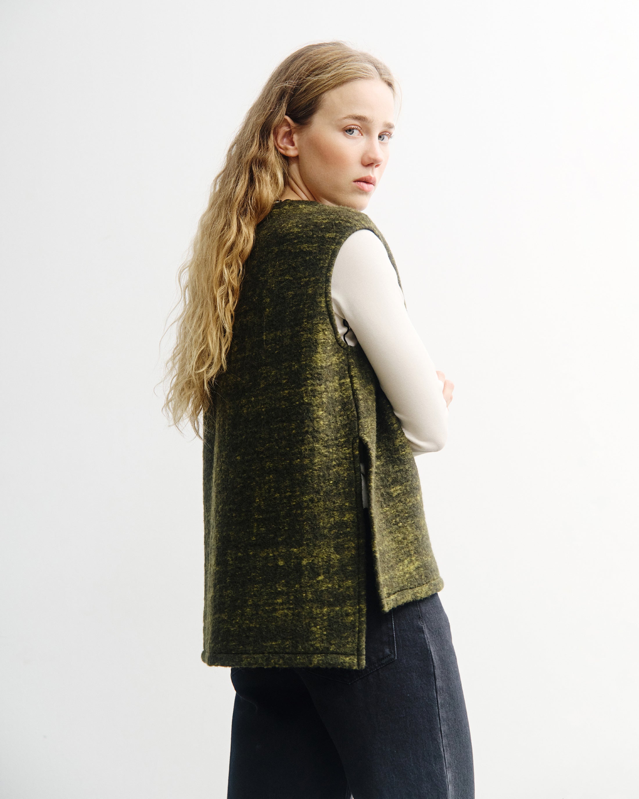 Oversized Vest - Speckled Green FW26