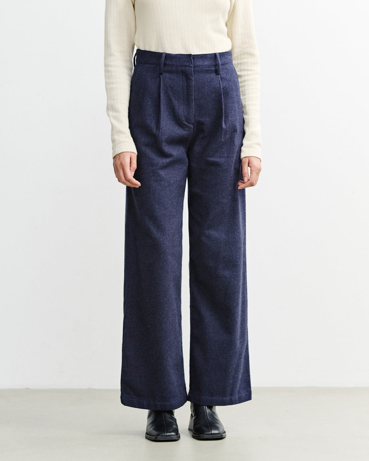 High-Waist Flannel Pant Organic Cotton - Dark Blue