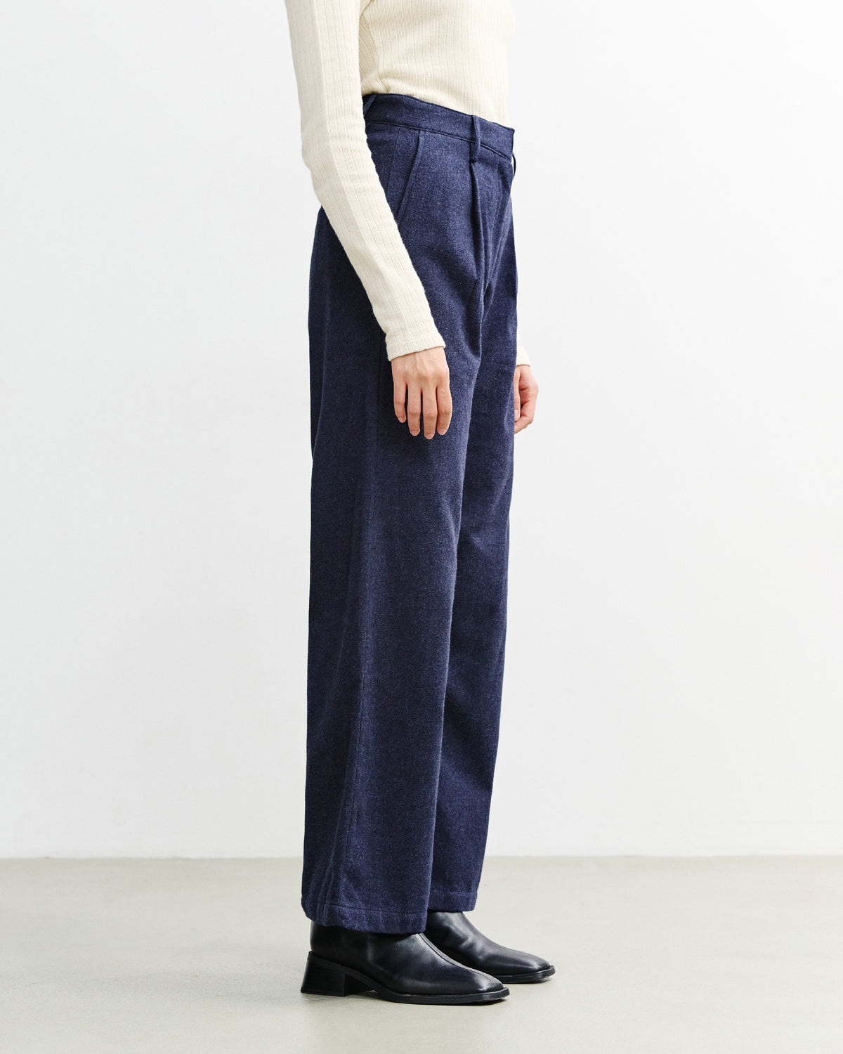 High-Waist Flannel Pant Organic Cotton - Dark Blue