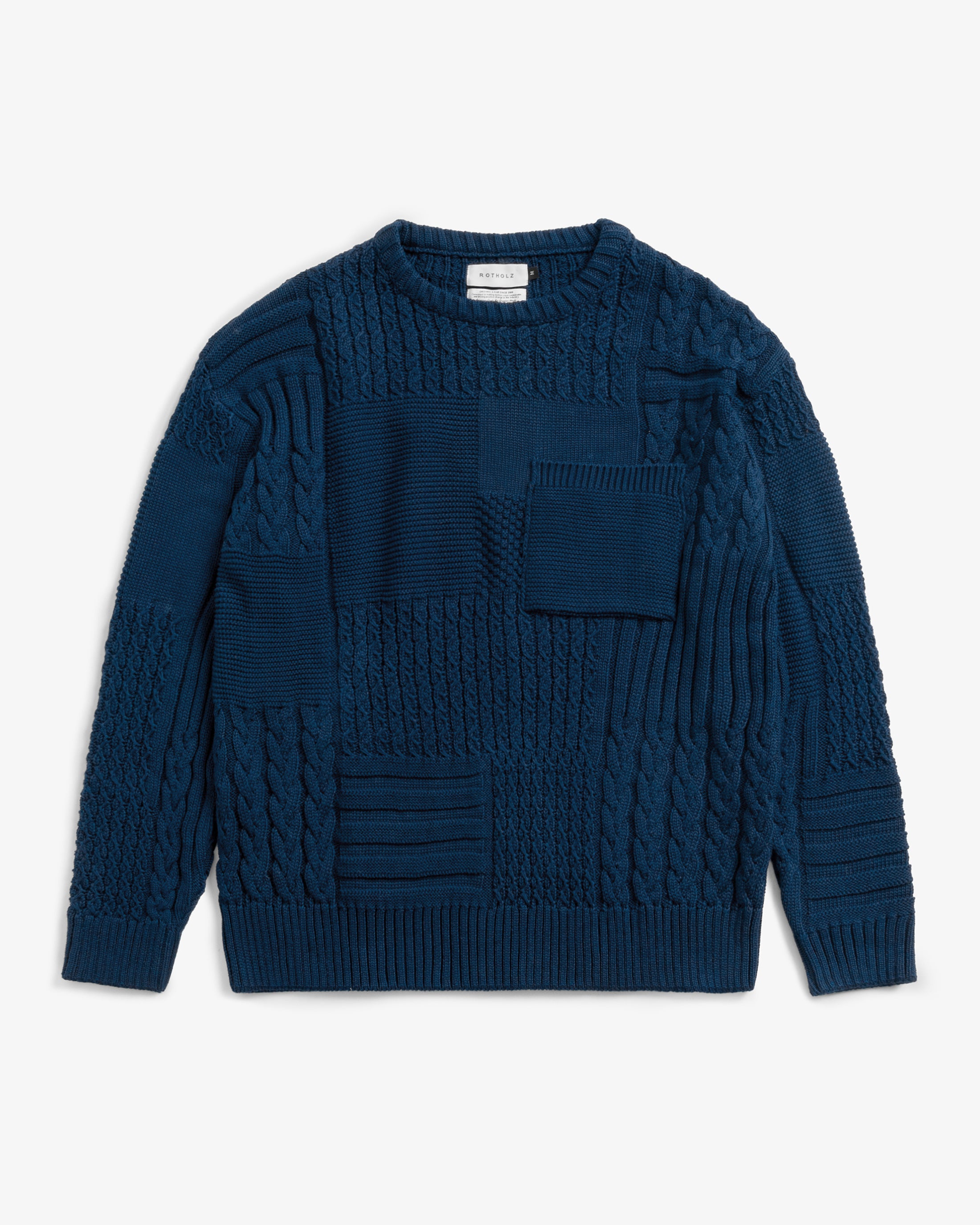 Patchwork Knit Sweatshirt Organic Cotton - Dark Blue