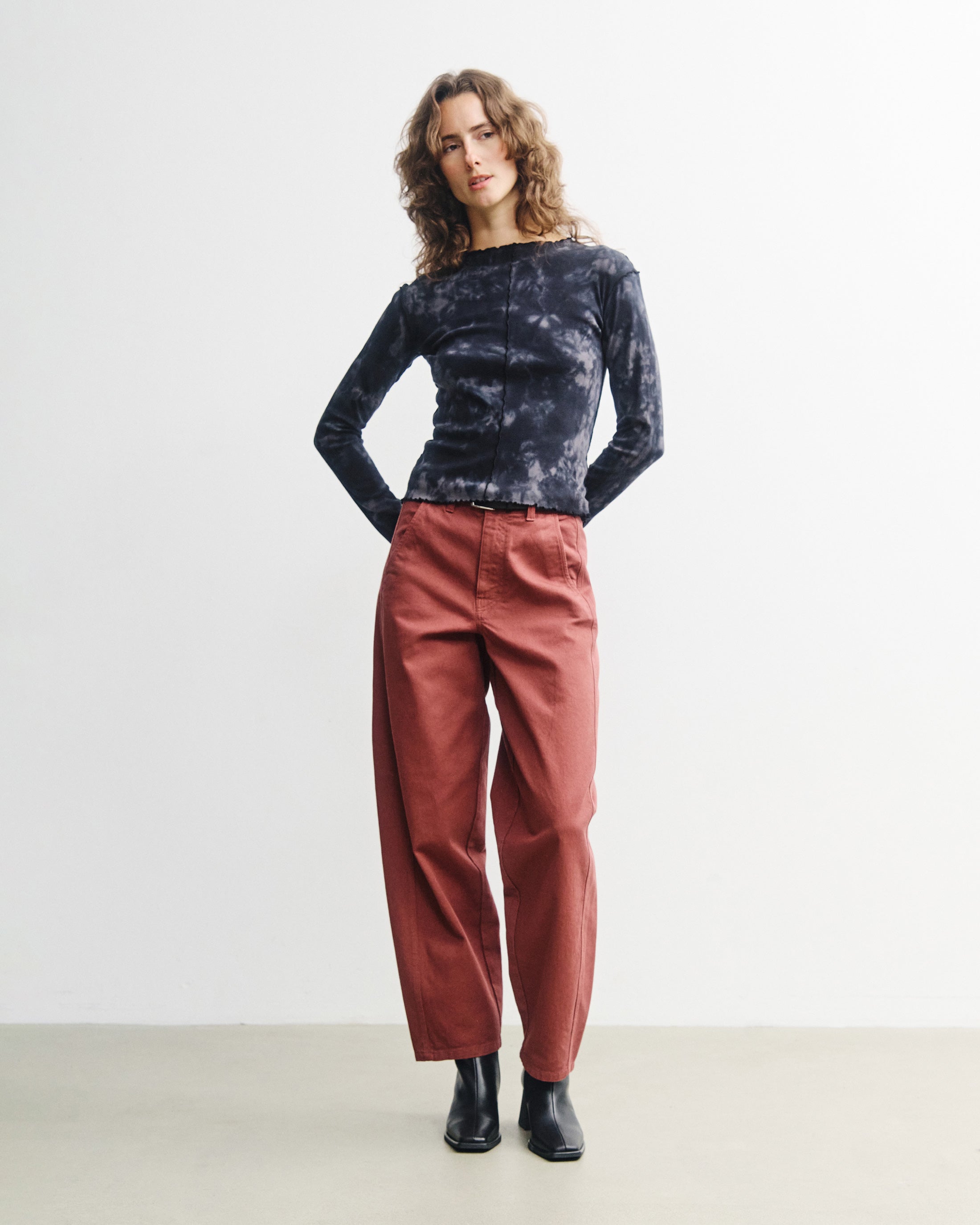 Pin-Tucked Long-Sleeve Organic Cotton - Batik Black