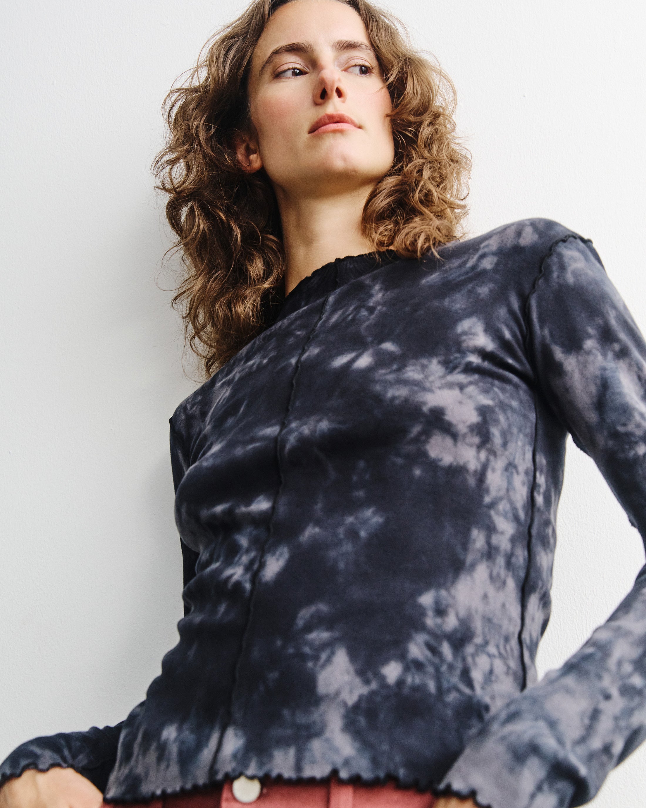 Pin-Tucked Long-Sleeve Organic Cotton - Batik Black