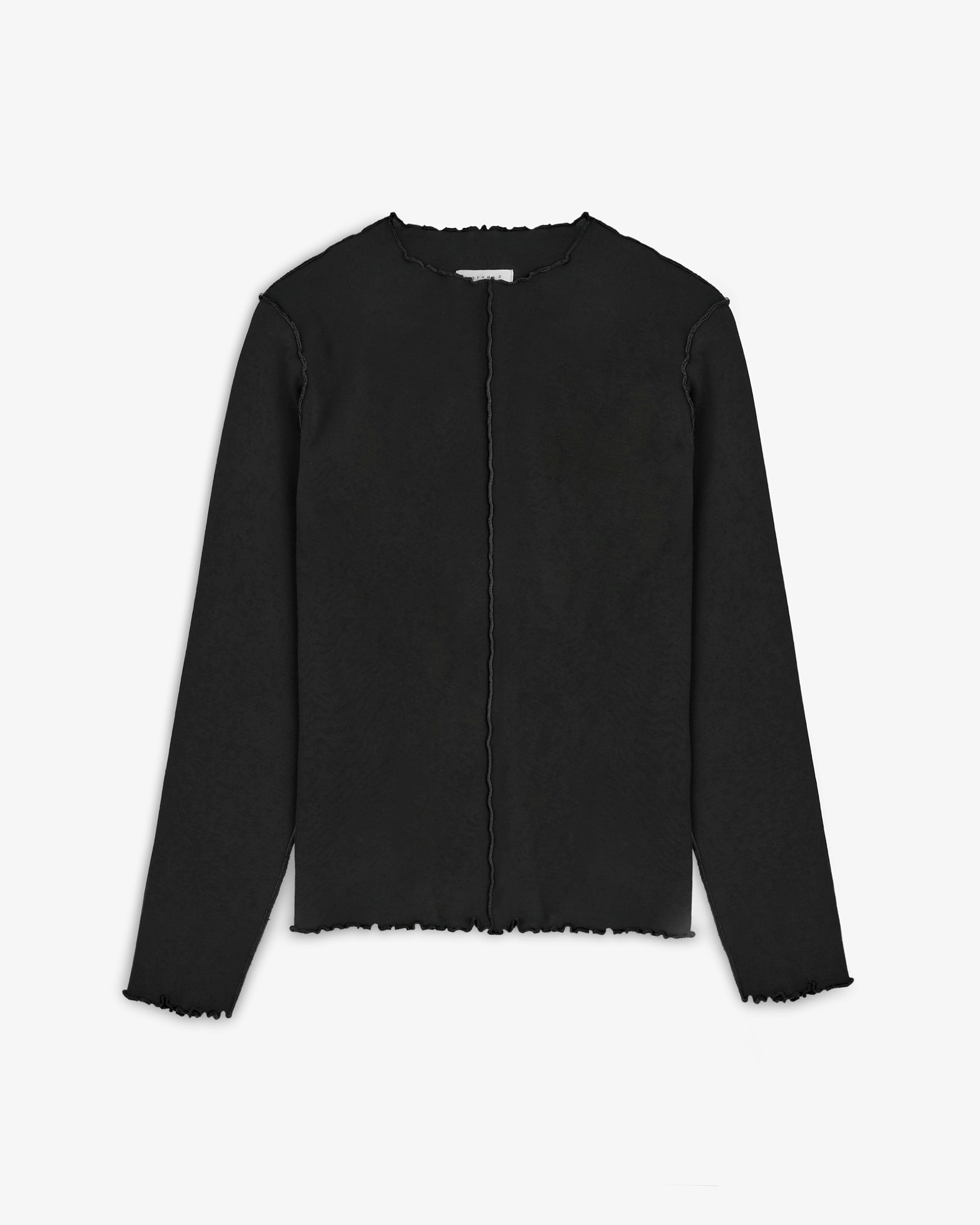 Pin-Tucked Long-Sleeve Organic Cotton - Black