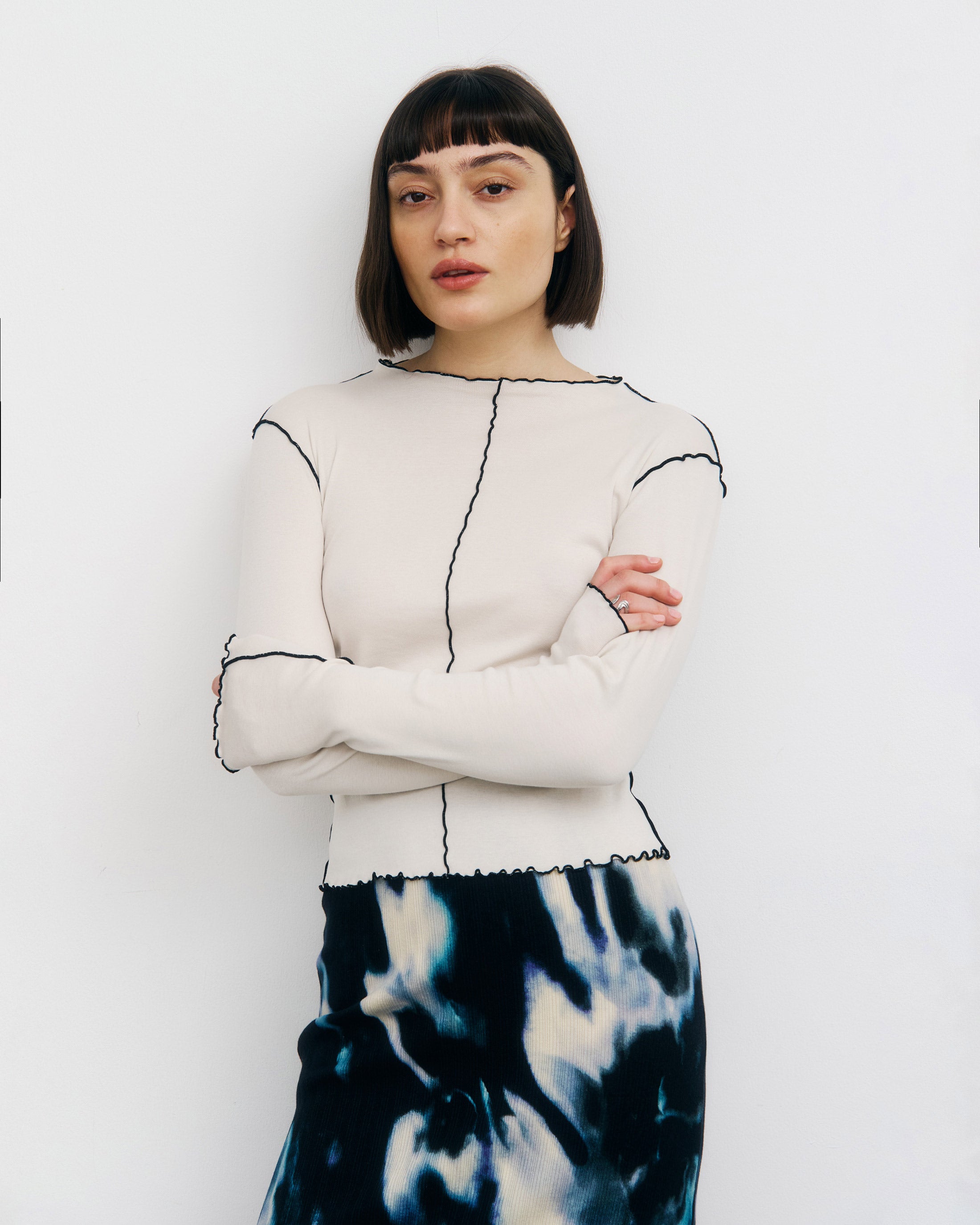 Pin-Tucked Longsleeve Bio Baumwolle - Weiß