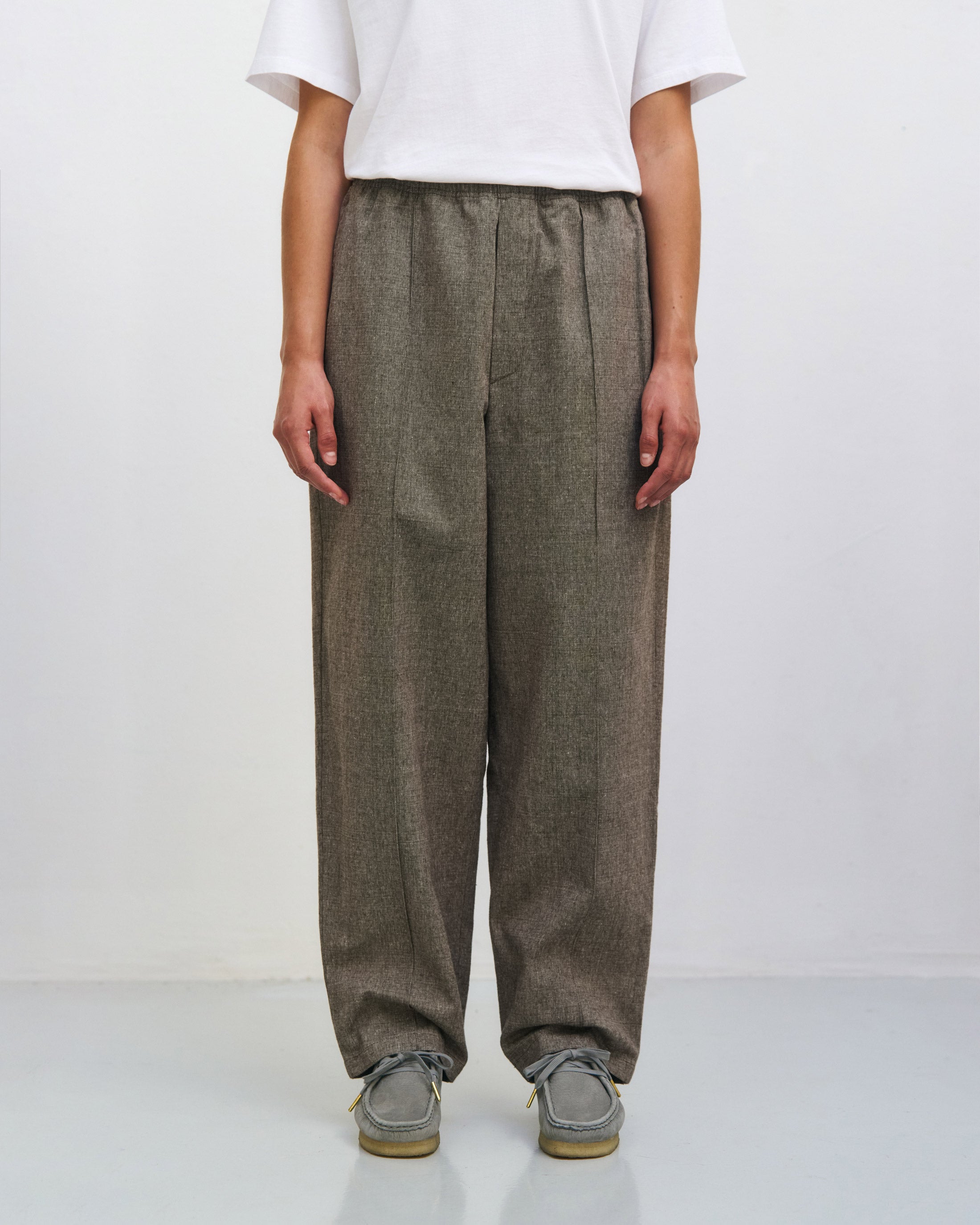 Wide pleated trousers organic cotton - canvas brown