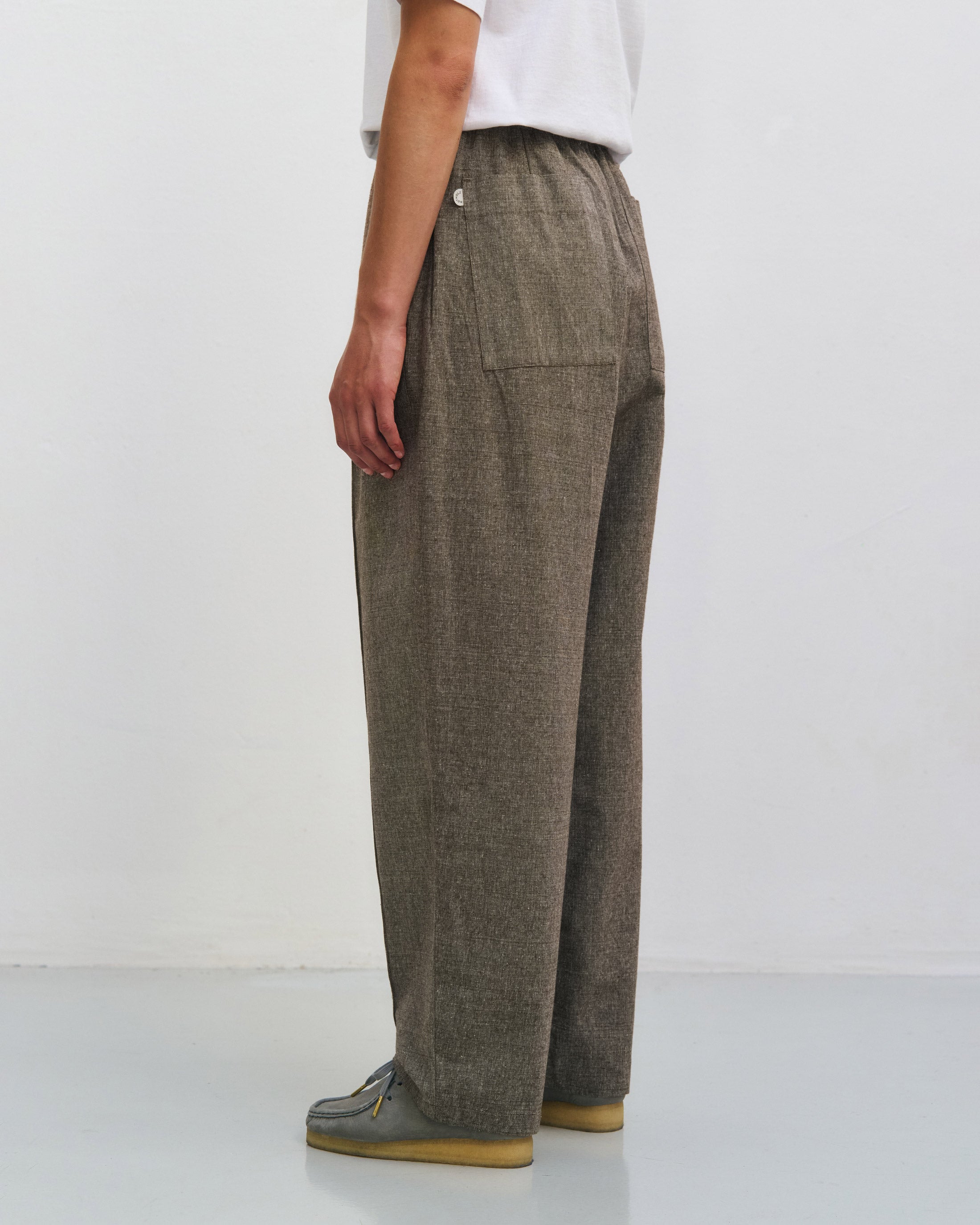 Wide pleated trousers organic cotton - canvas brown