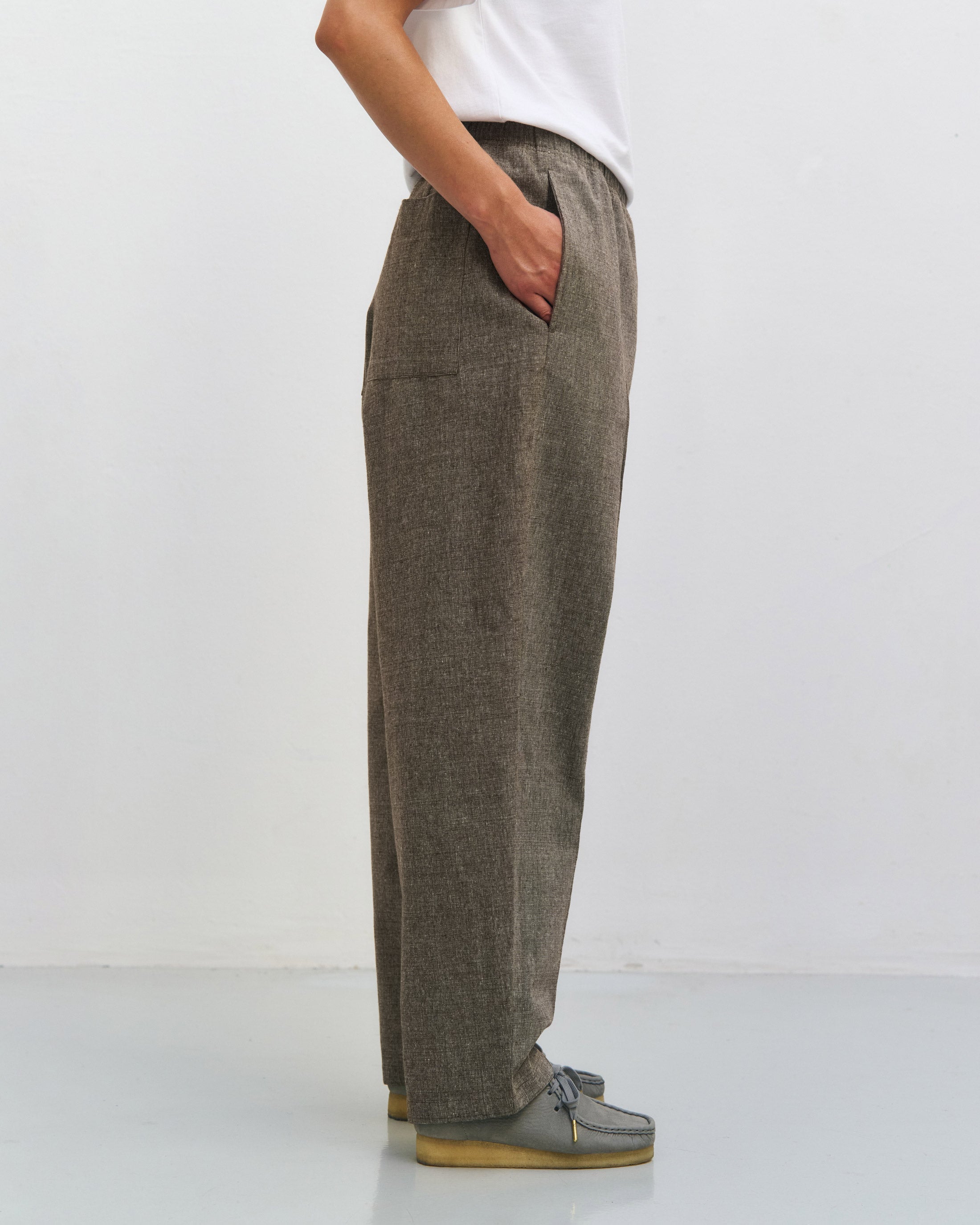 パンツ PLEATED WIDE TROUSERS ORGANIC COTTON Wide pleated trousers organic cotton - canvas brown