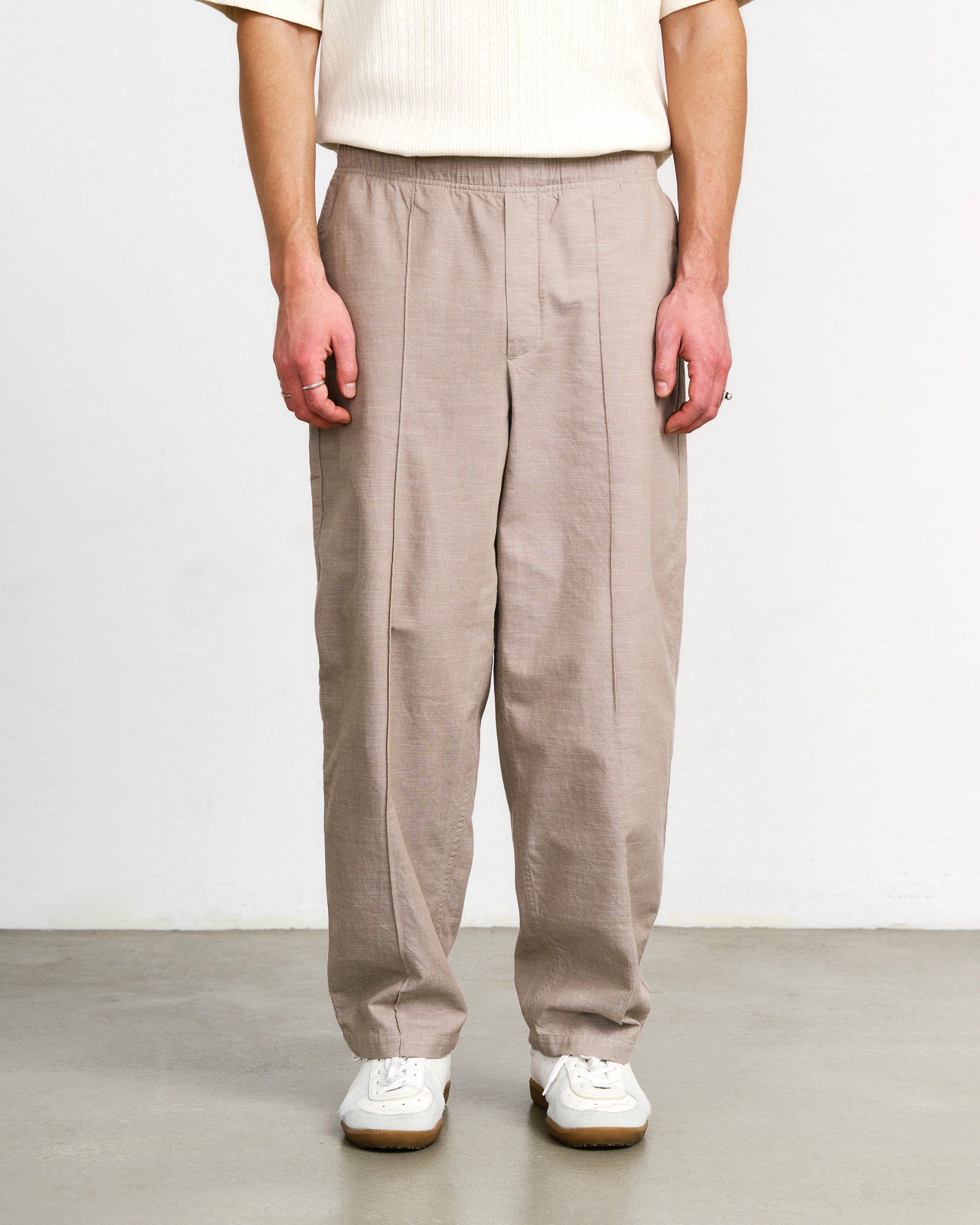 Pleated Wide Pant Organic Cotton - Gray Brown