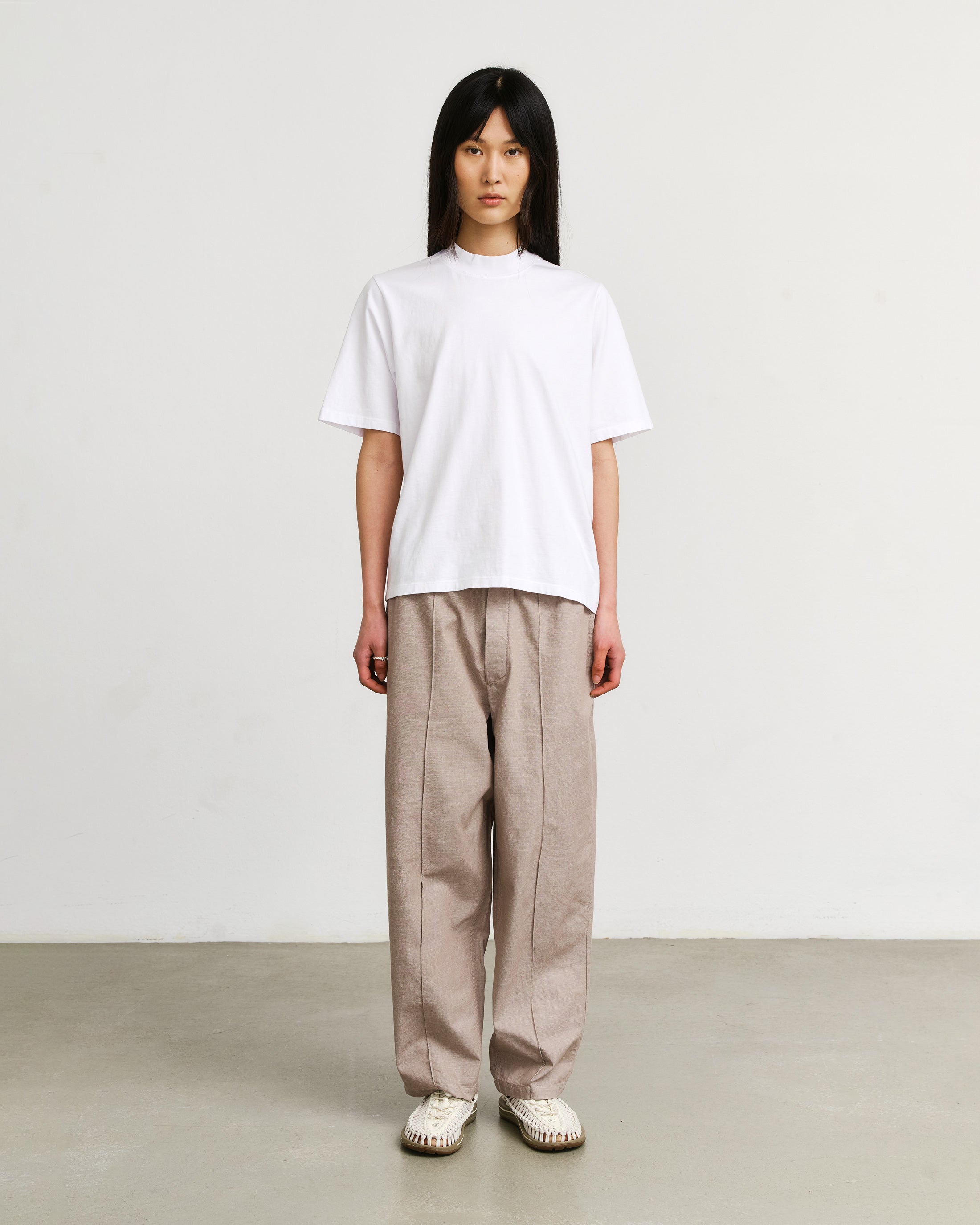 Pleated Wide Pant Organic Cotton - Gray Brown