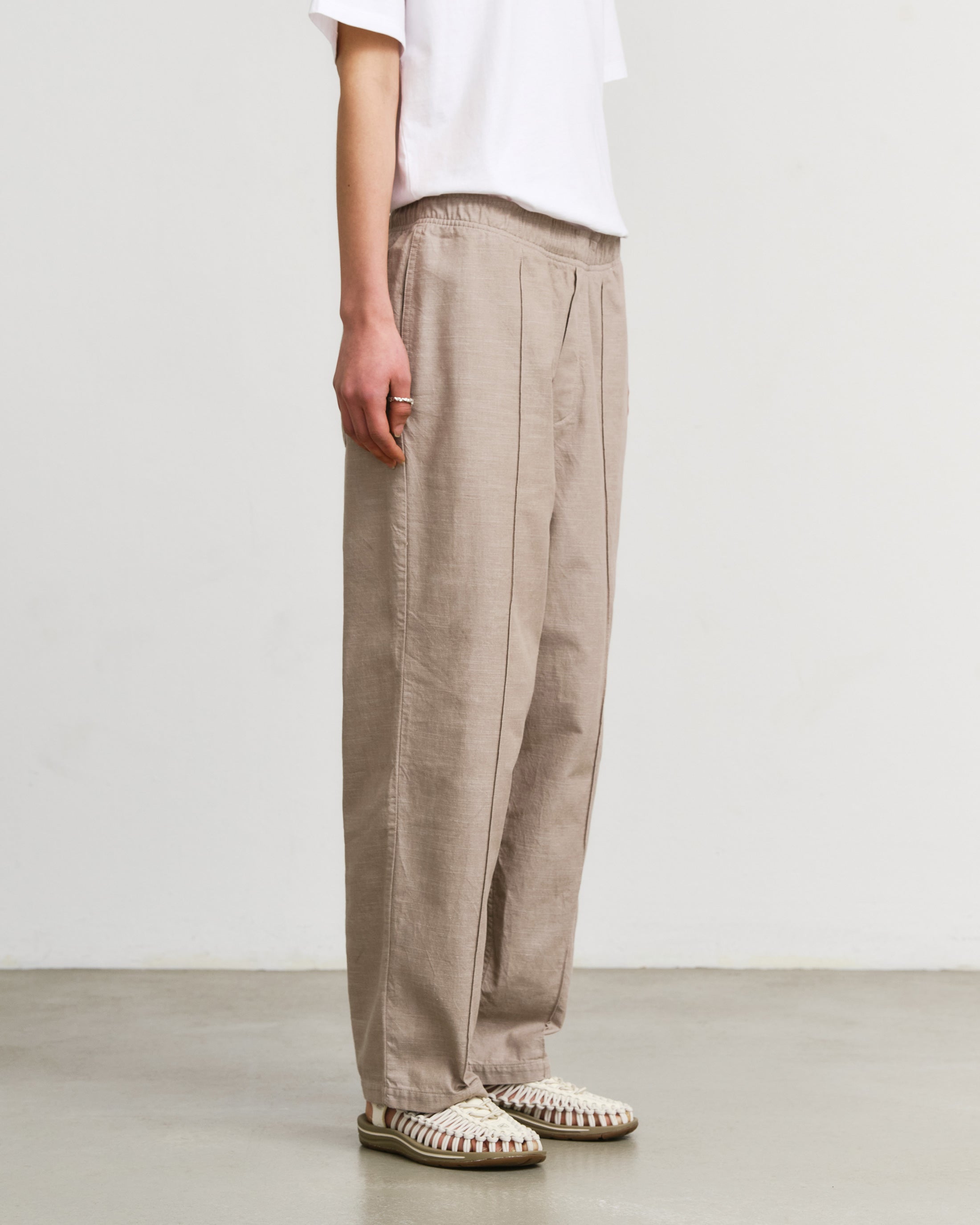 Pleated Wide Pant Organic Cotton - Gray Brown
