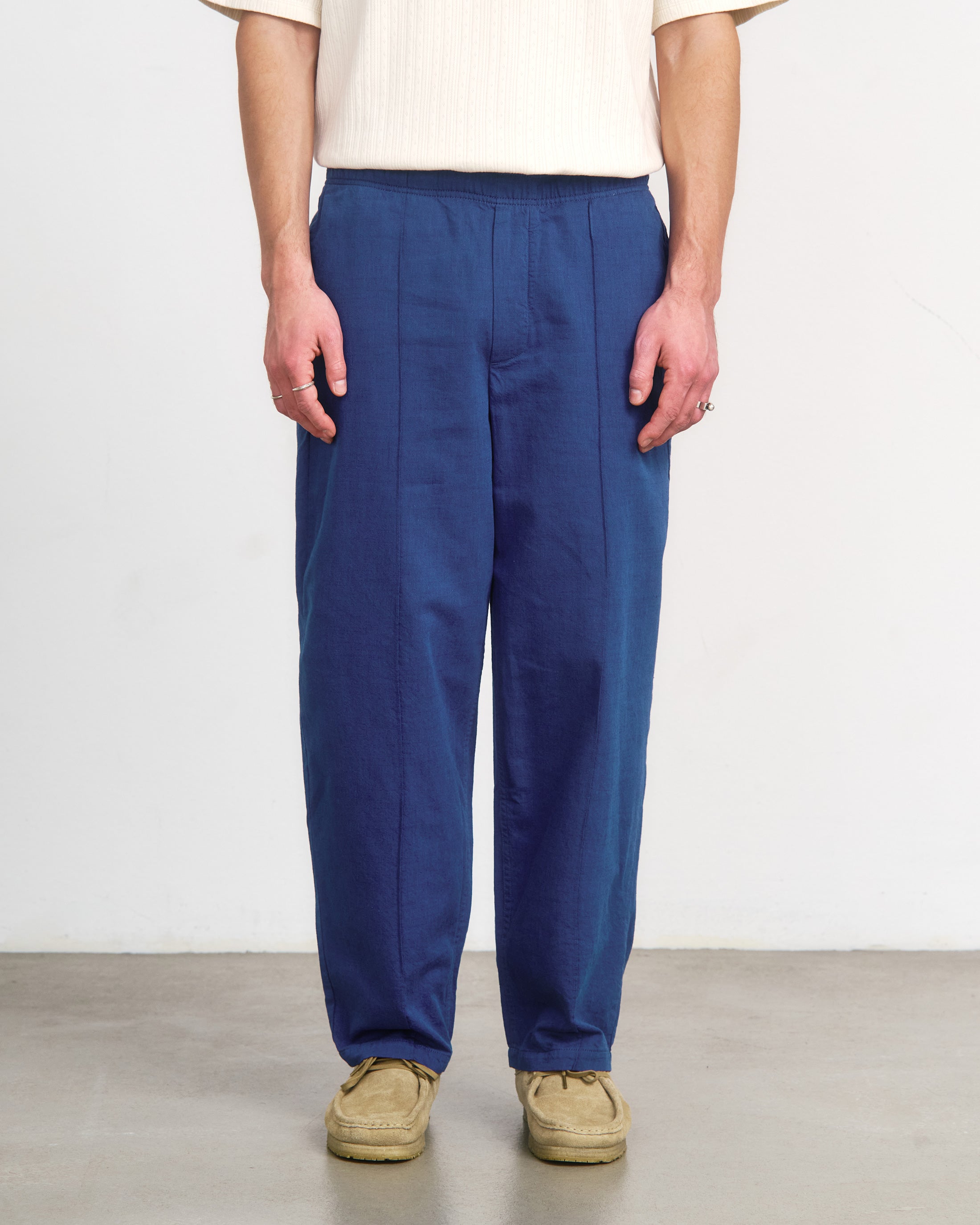 Weite Bundfaltenhose Bio Baumwolle - Blau