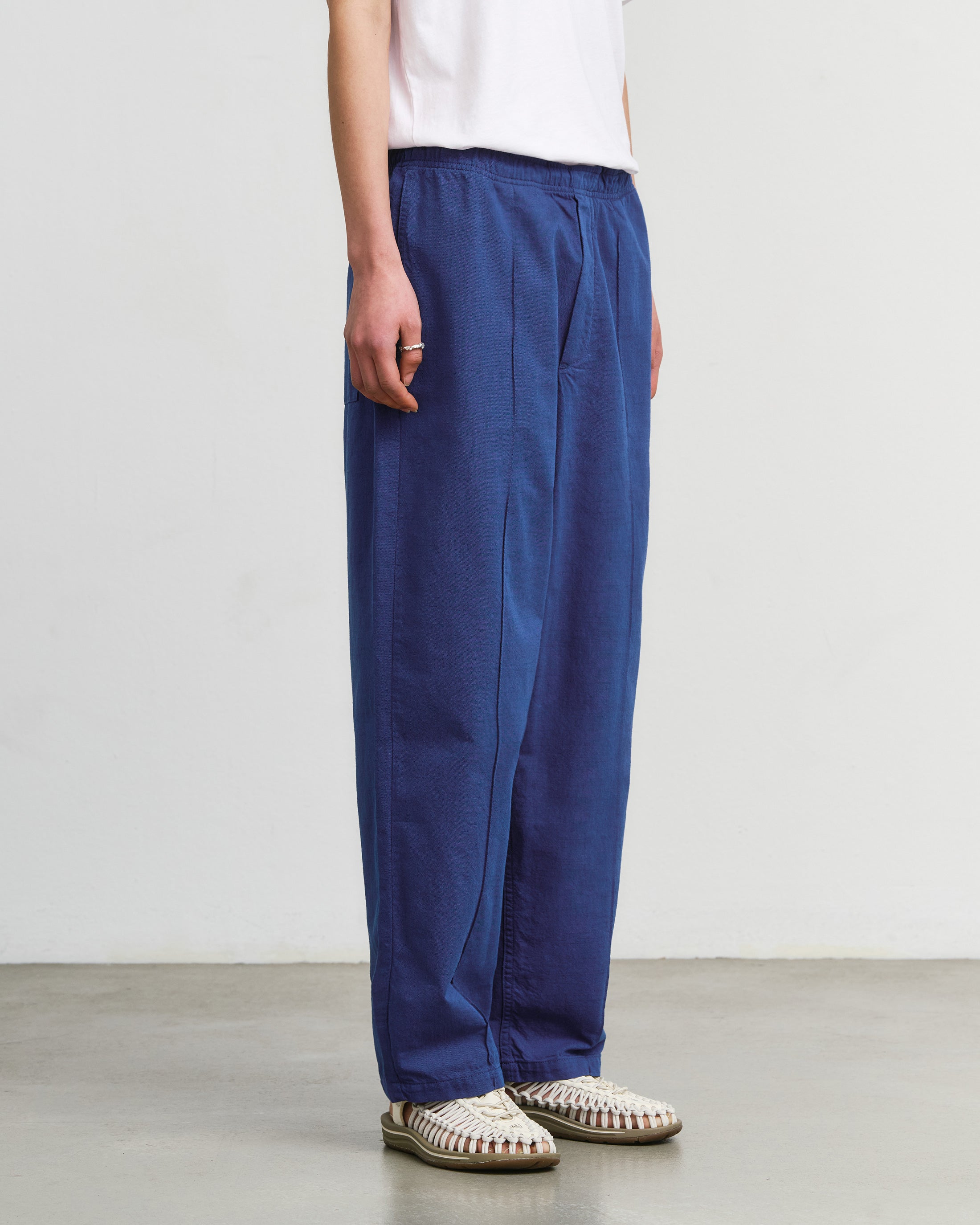 Weite Bundfaltenhose Bio Baumwolle - Blau