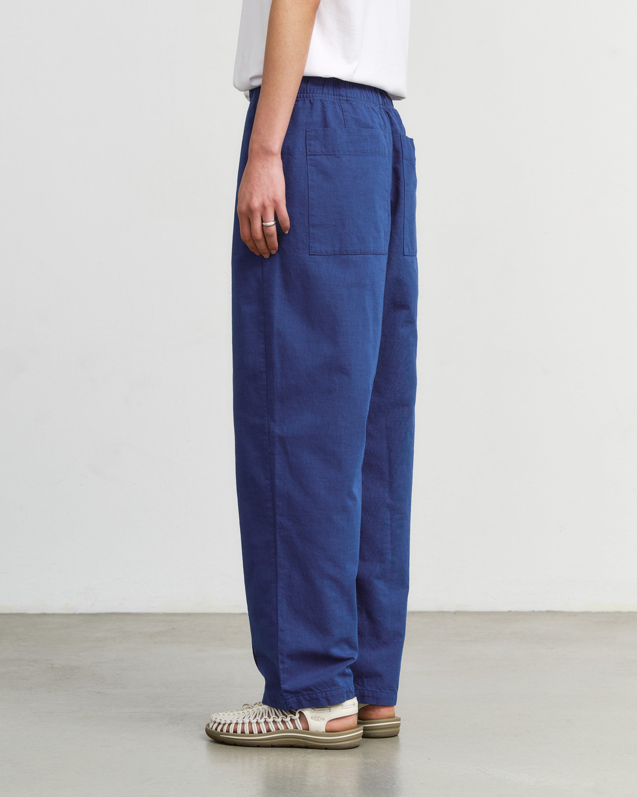 Weite Bundfaltenhose Bio Baumwolle - Blau