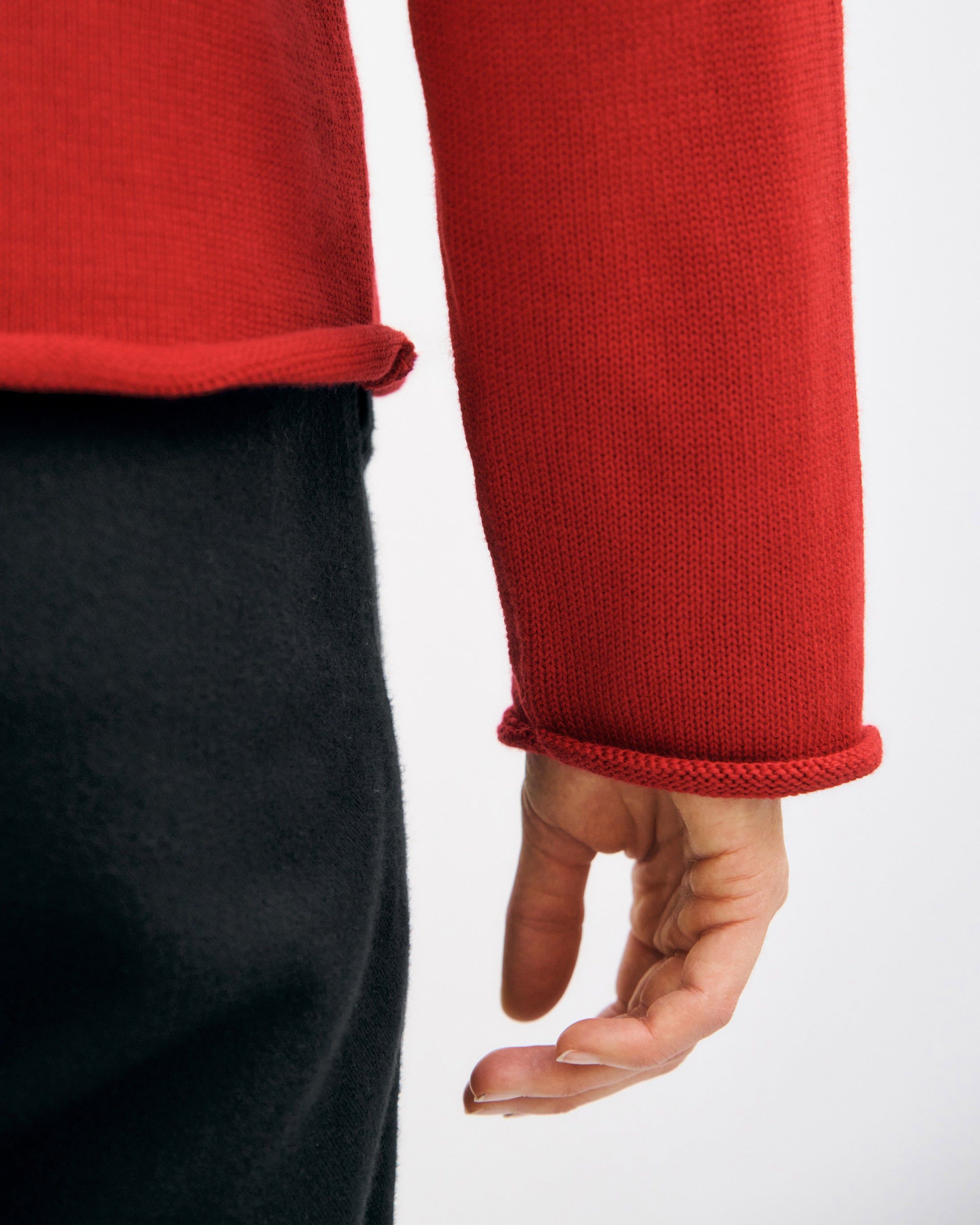 Oversized knit sweater, organic cotton - Red