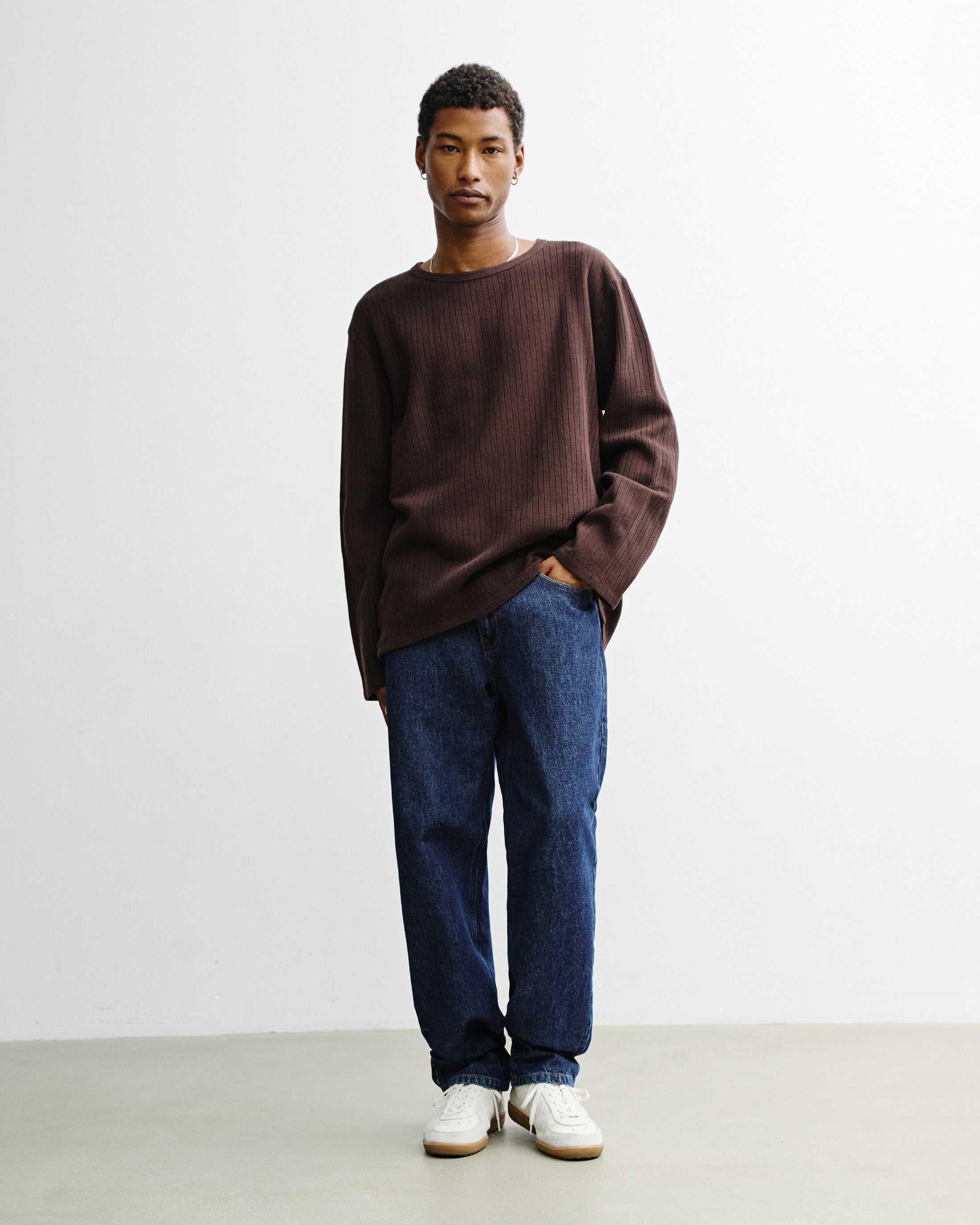 Oversized Organic Cotton Long-Sleeve - Brown