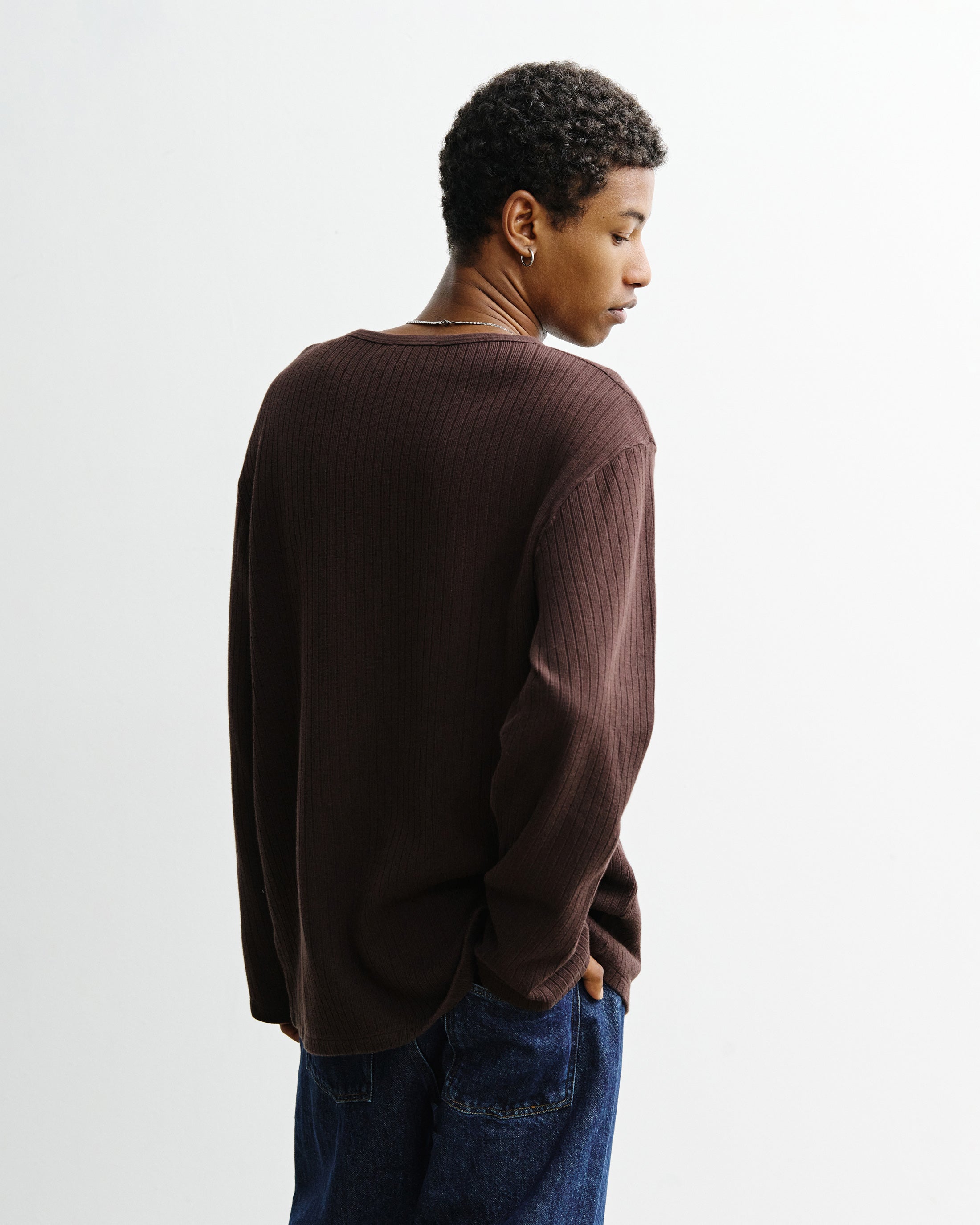 Oversized Organic Cotton Long-Sleeve - Brown