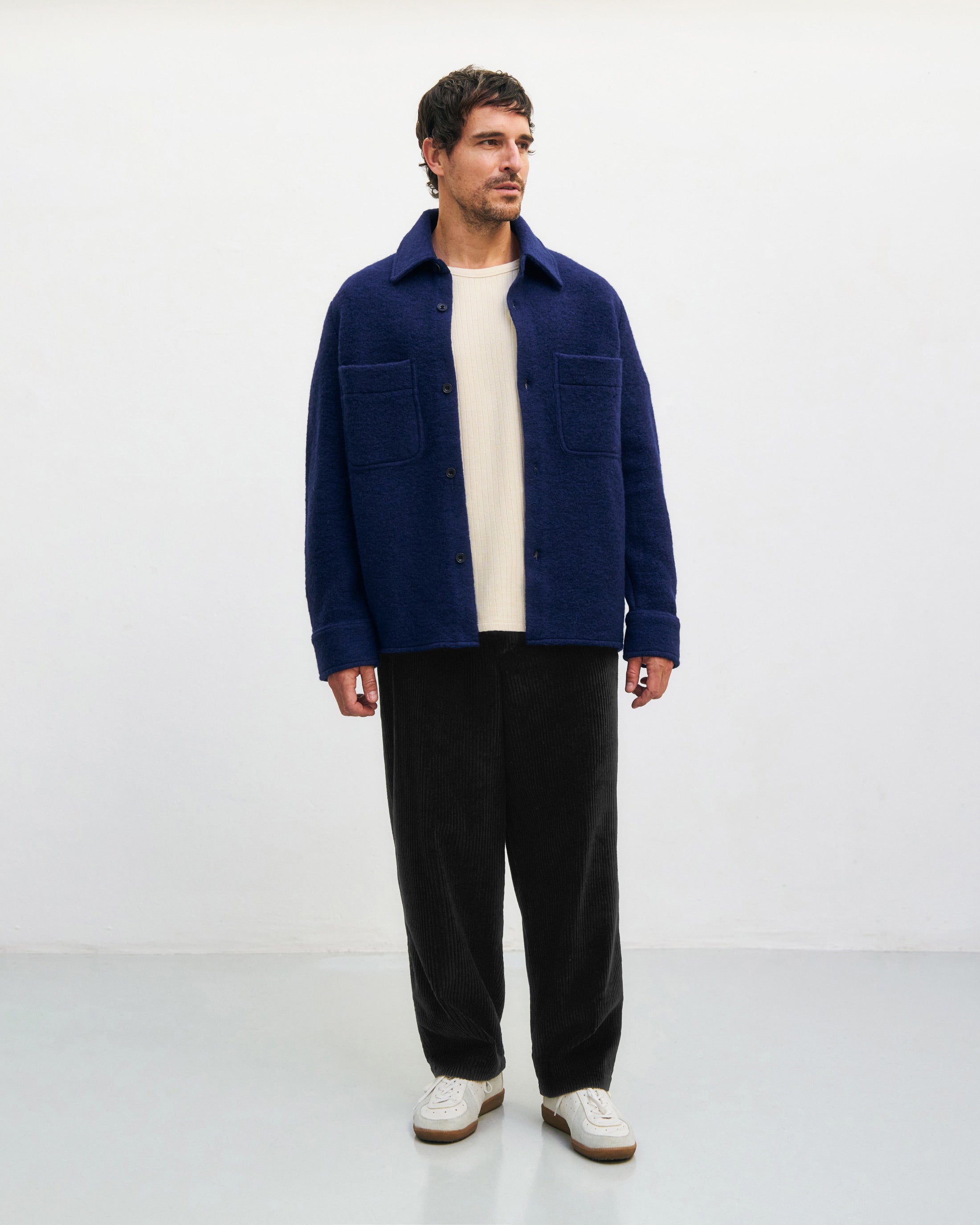 Heavyweight overshirt organic wool blend - Royal Blue