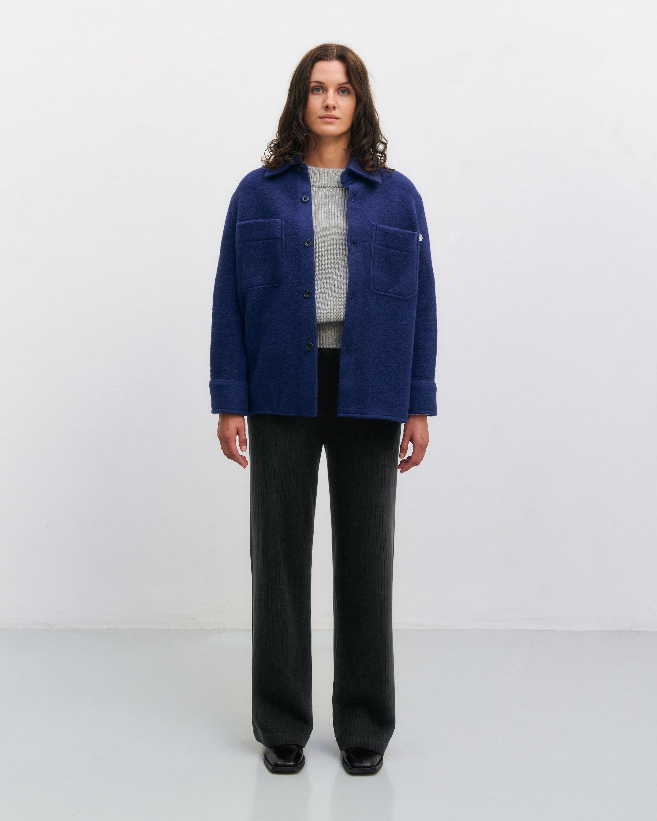 Heavyweight overshirt organic wool blend - Royal Blue